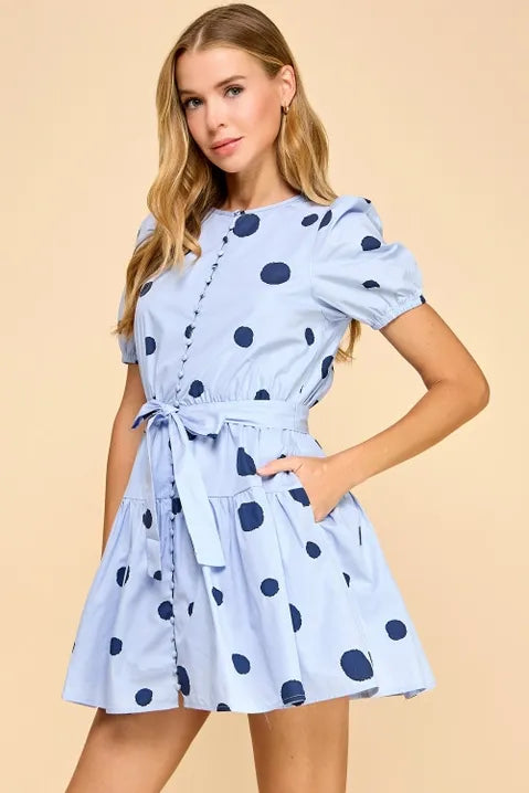 Polka Dot Short Sleeve Dress