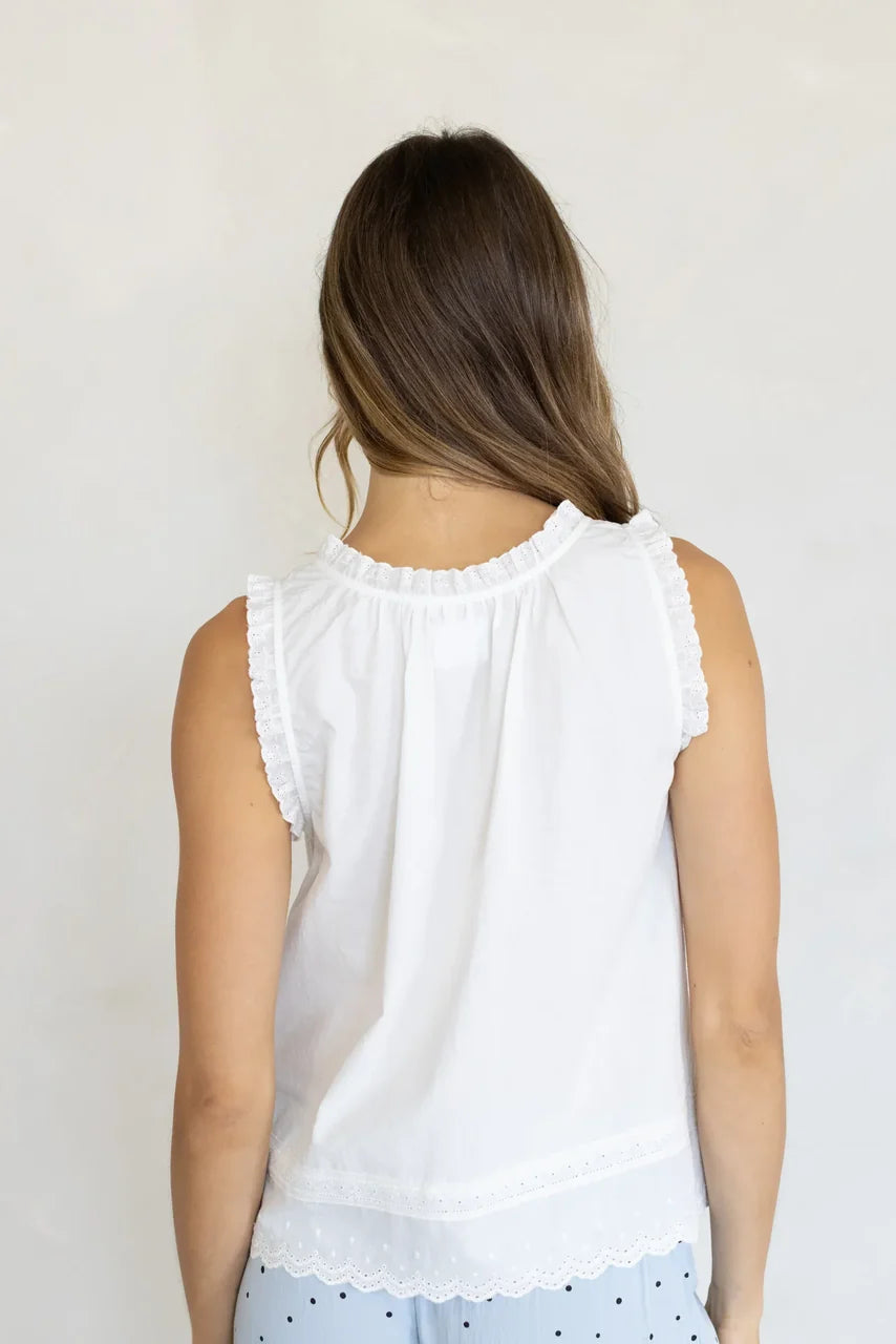 Ruffle Romance Ruffle Trim Button-Front Tank