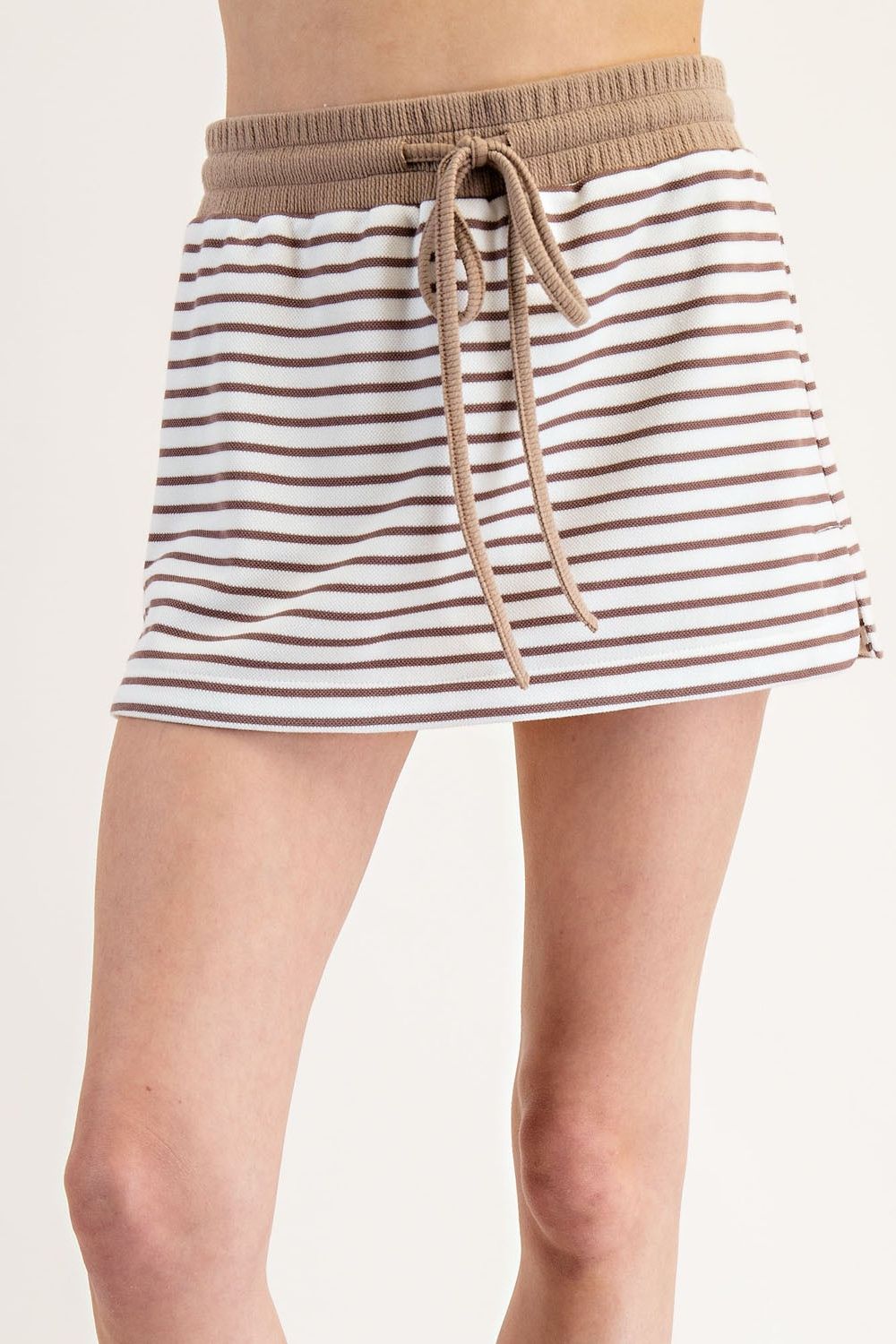 Striped Drawstring Skort