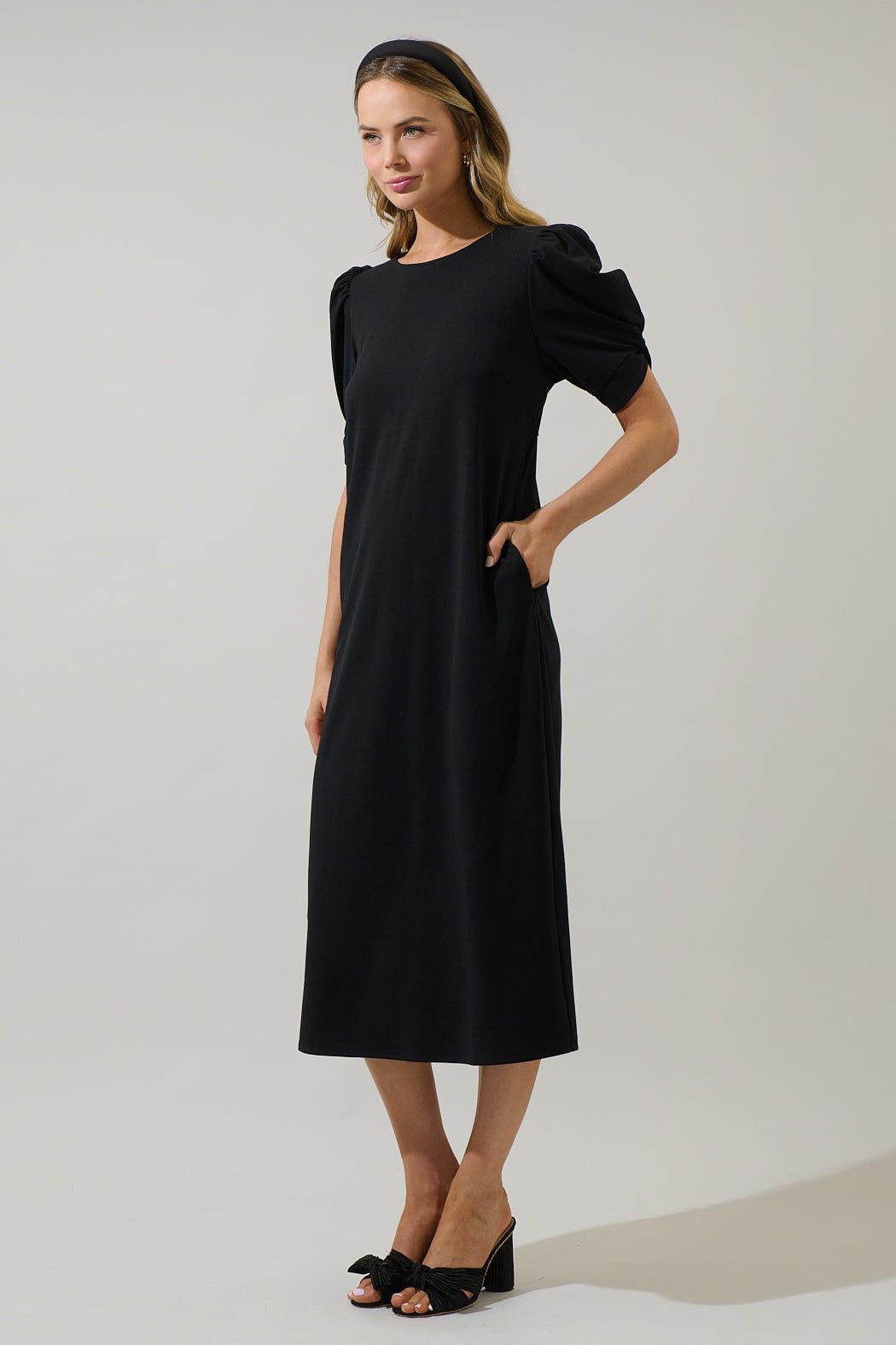 Thora Puff Sleeve Midi Dress