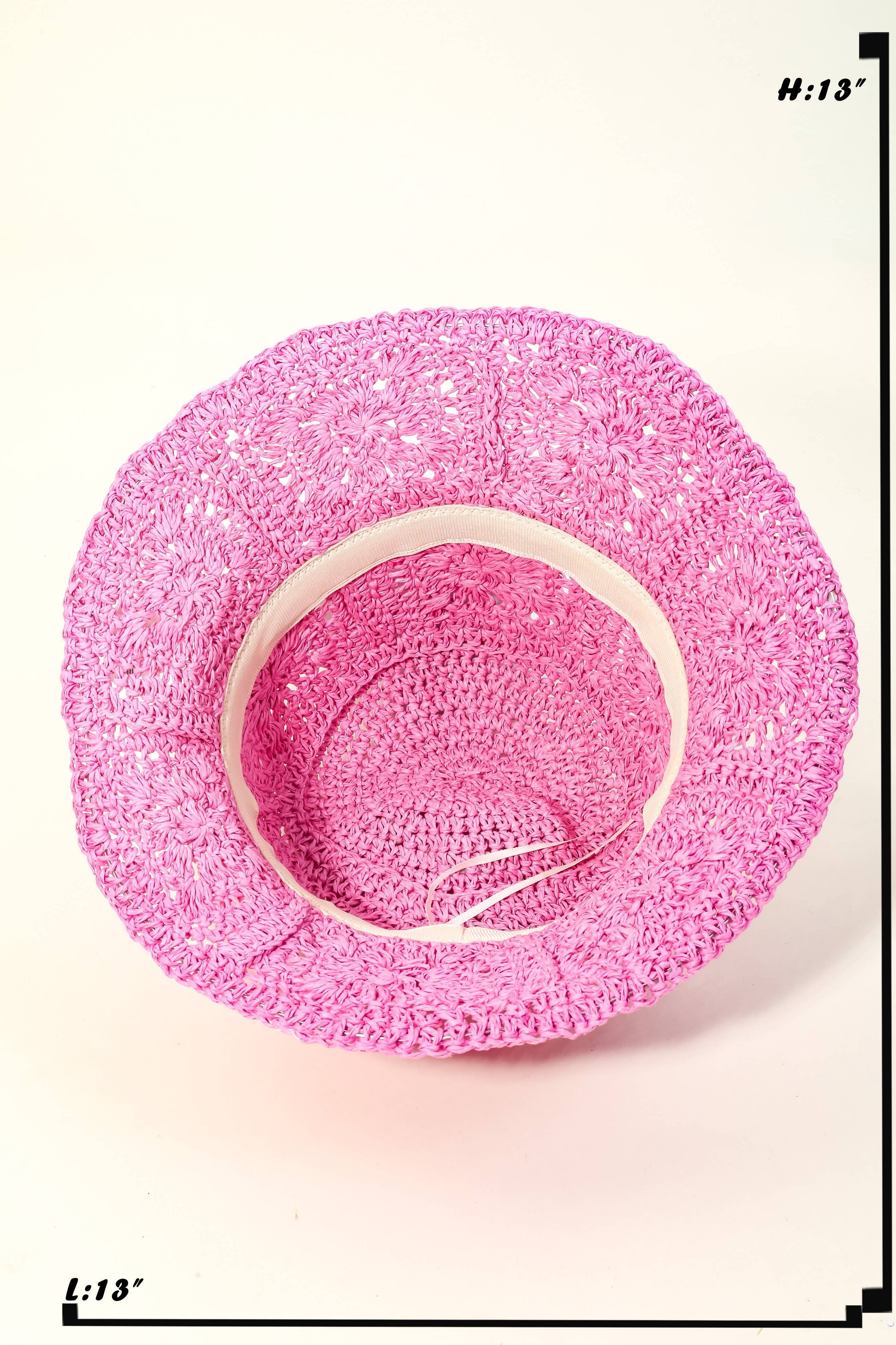 Large Square Pattern Knit Bucket Hat