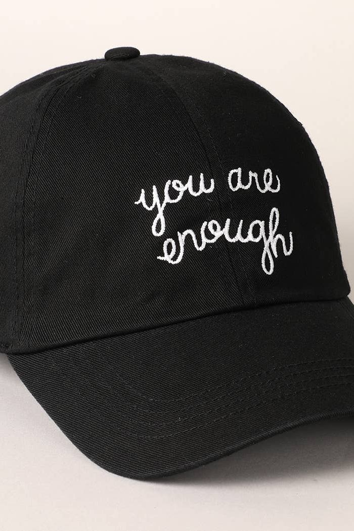 You Are Enough Embroidered Letters Baseball Cap