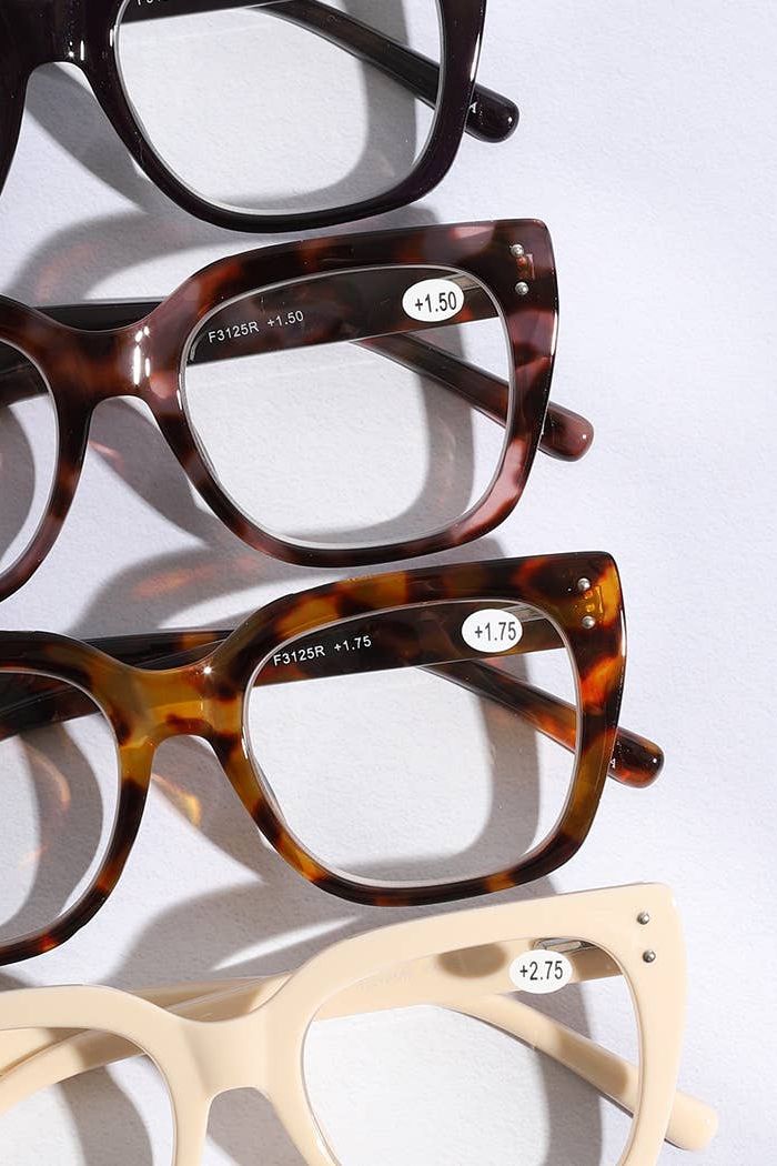 Wide Frame Glitter Side Fashion Reading Glasses