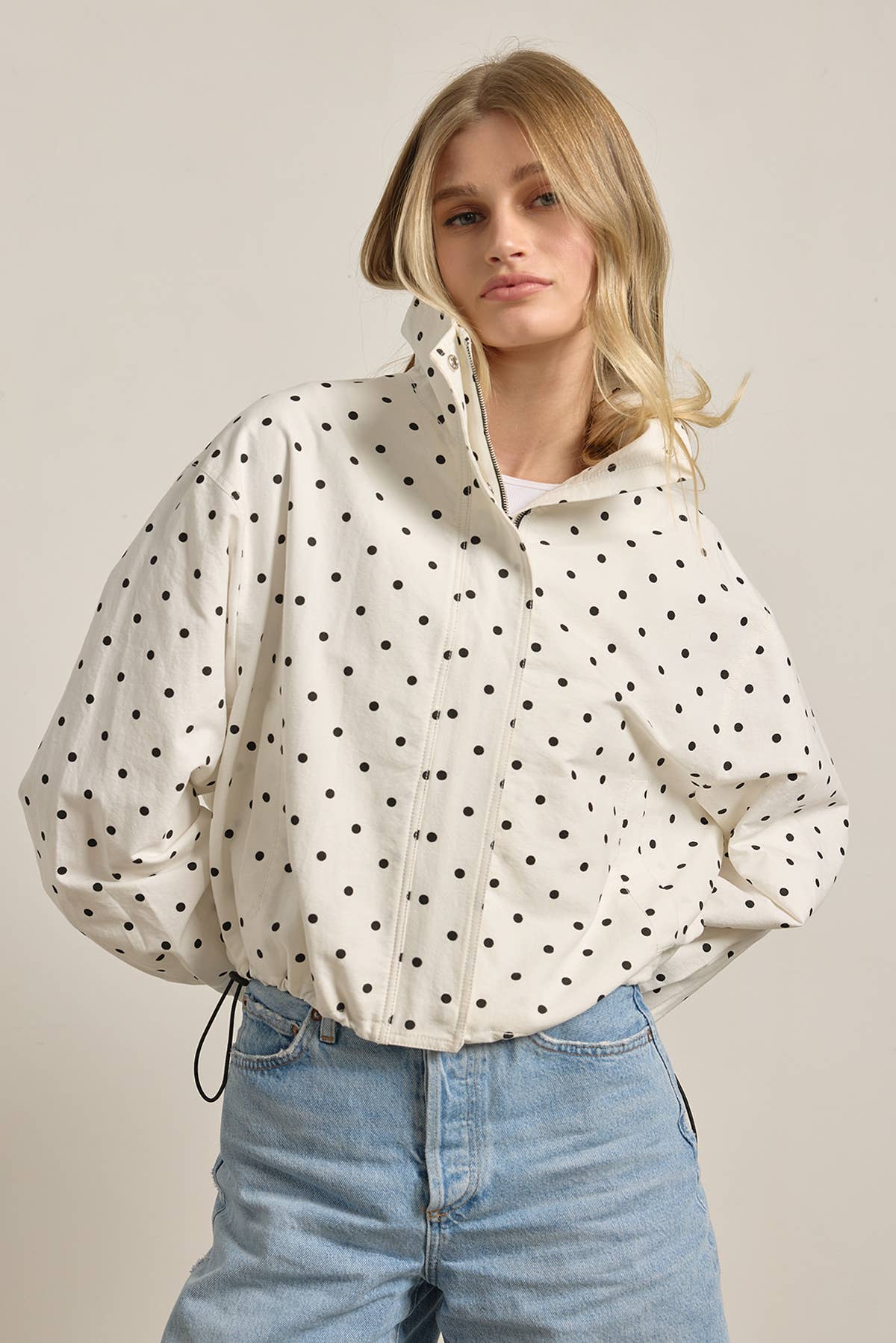 Polka Dot Drawstring Jacket