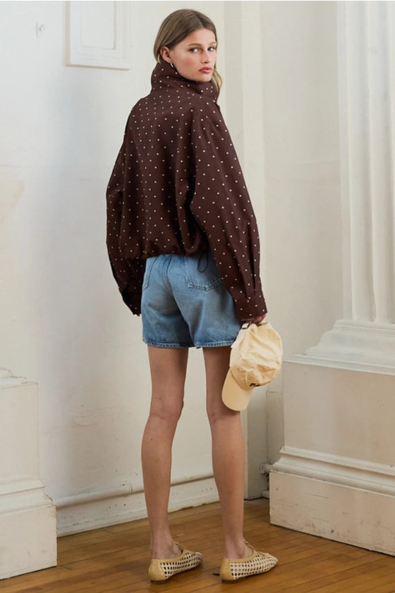Polka Dot Drawstring Jacket