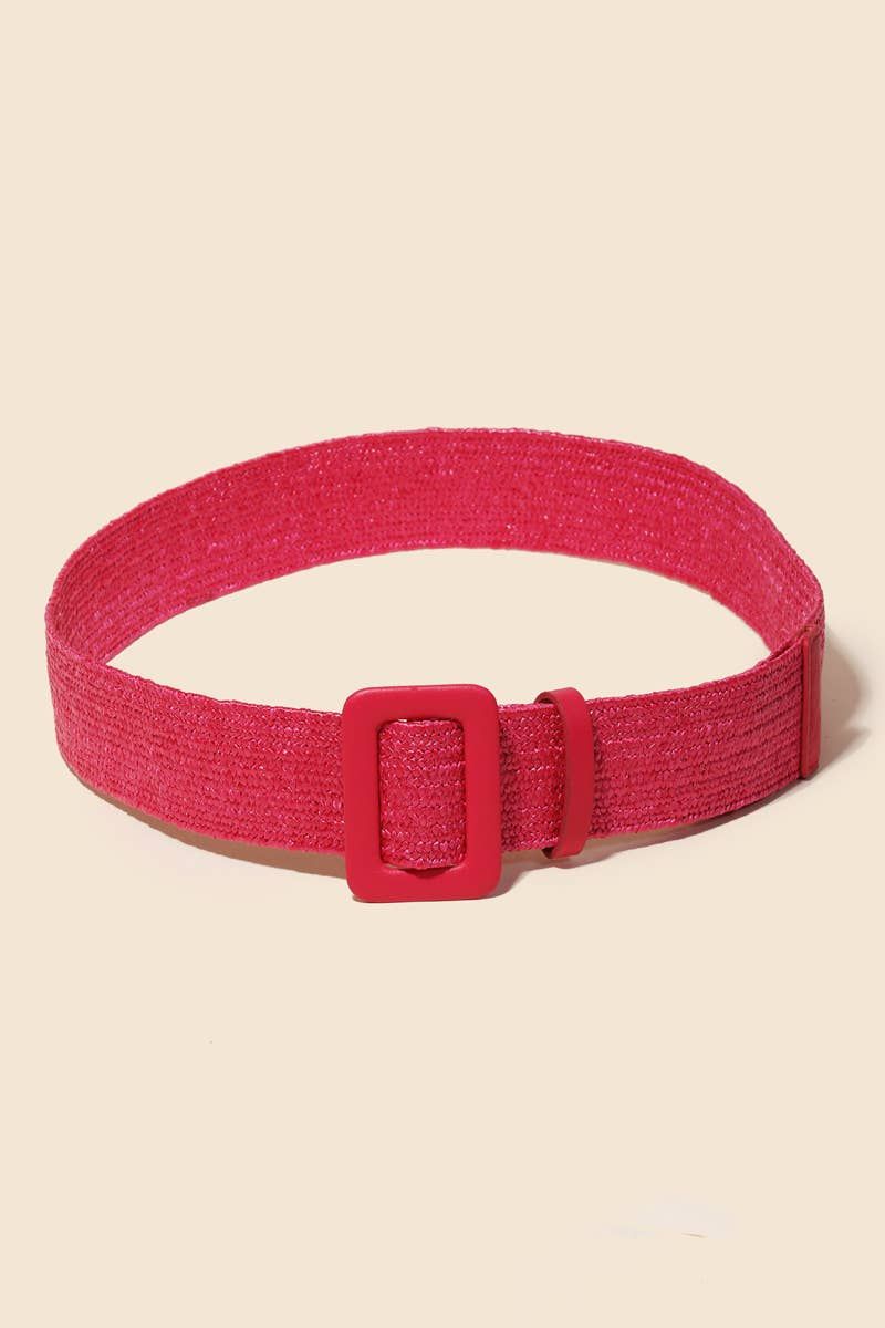 Rectangle Buckle Straw Braided Belt