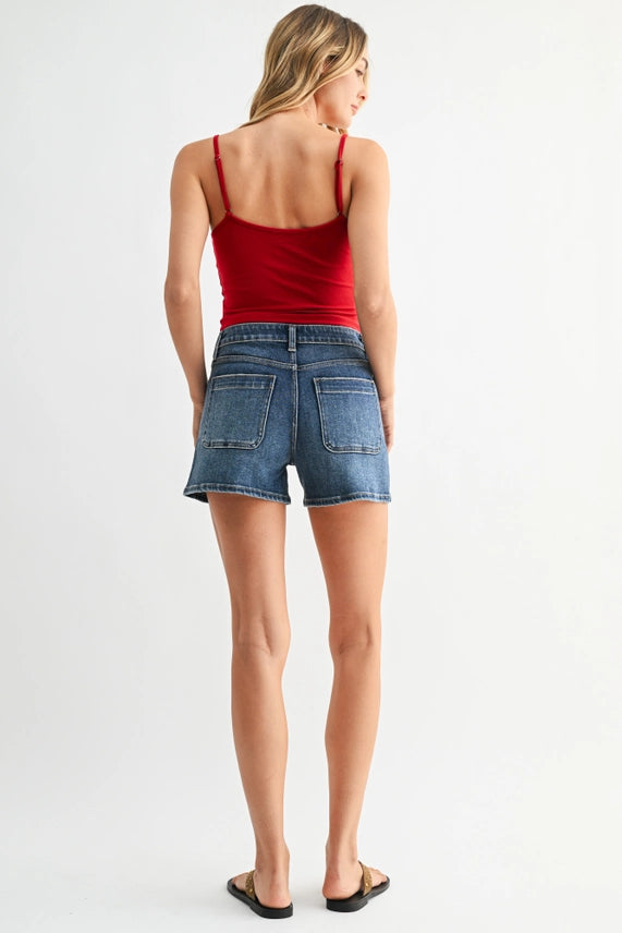 Go-To High Waisted Medium Wash Denim Shorts