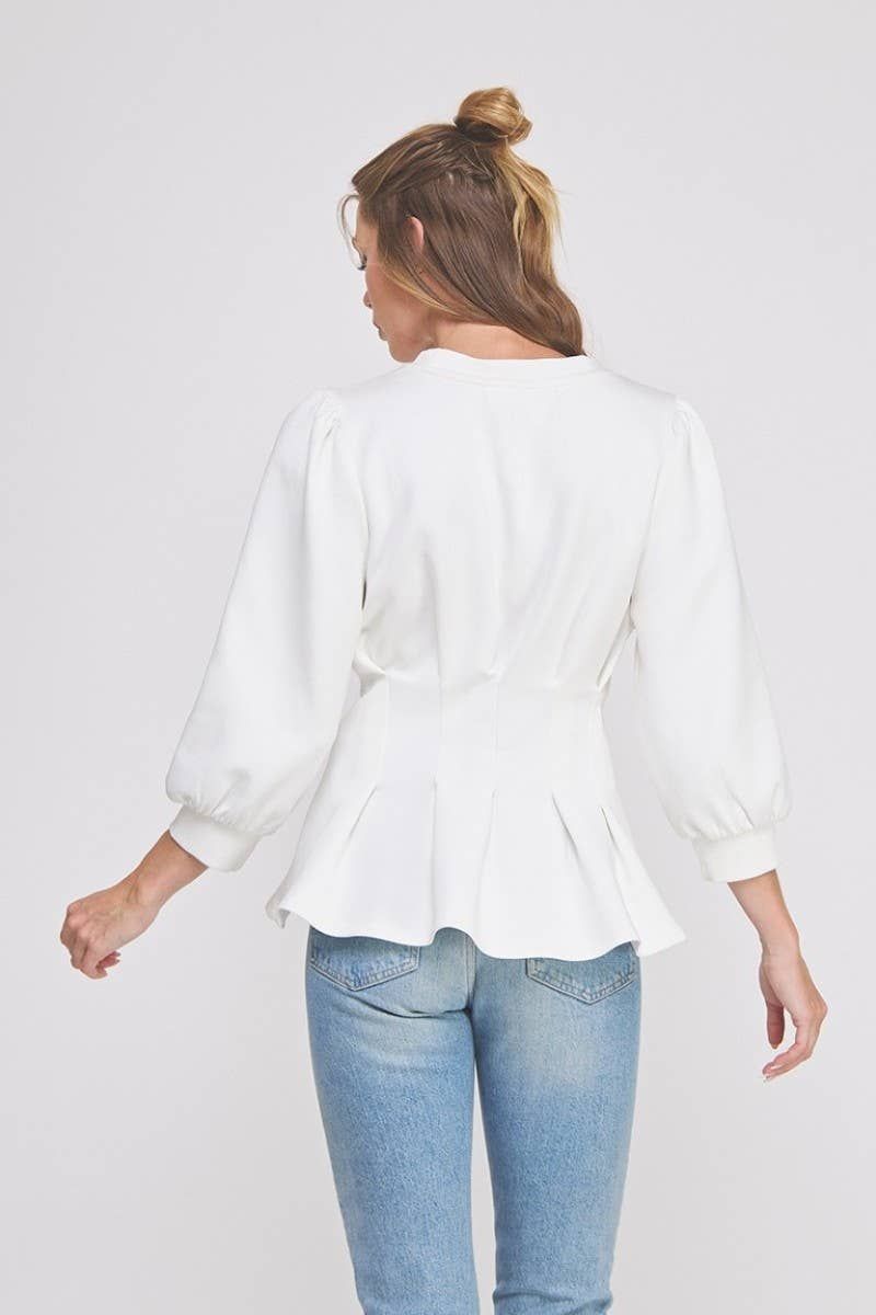 Double Knit Pleat Trim Top