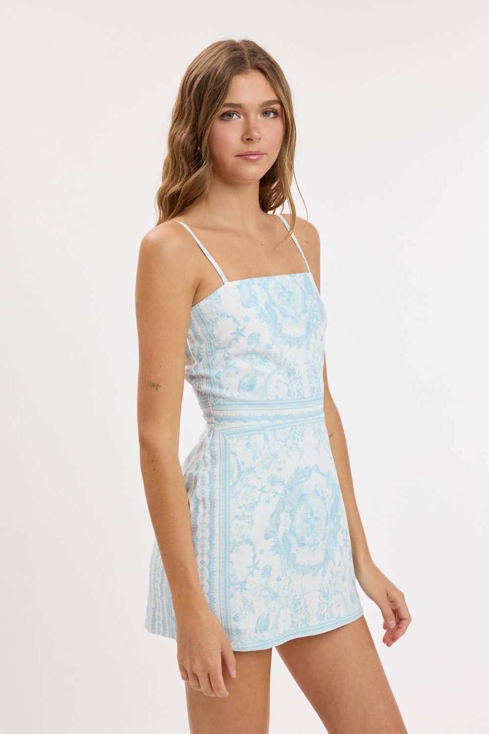 Sweetest Thing Floral Print Square Neck Mini Dress