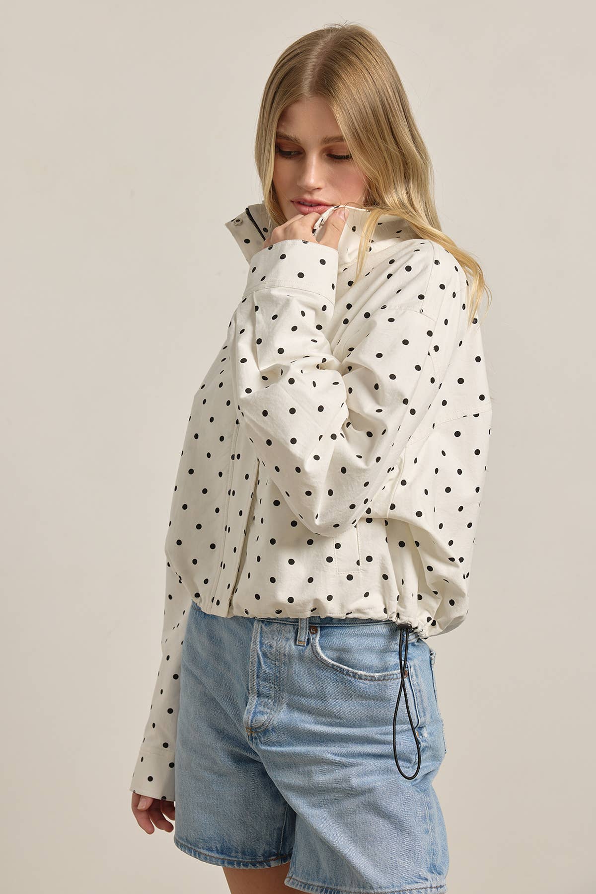 Polka Dot Drawstring Jacket