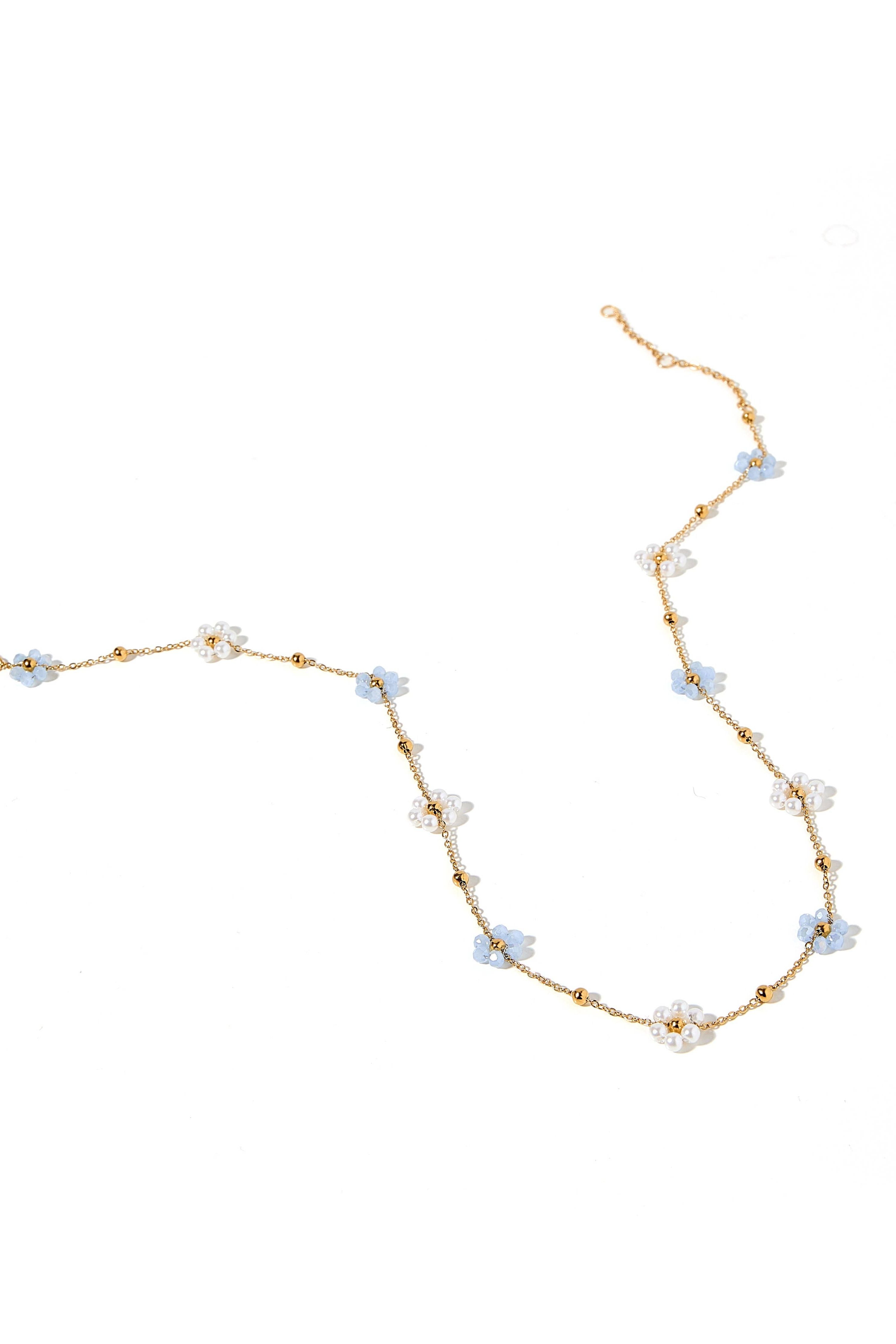 Necklace - Gracie Flower Blue
