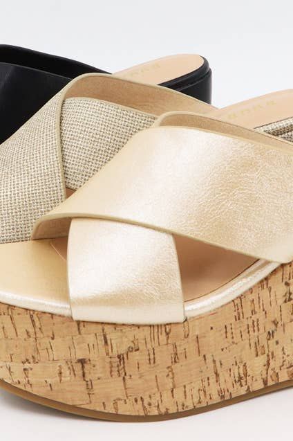 Bamboo Women Wedge Platform Crisscross Strap Sandals