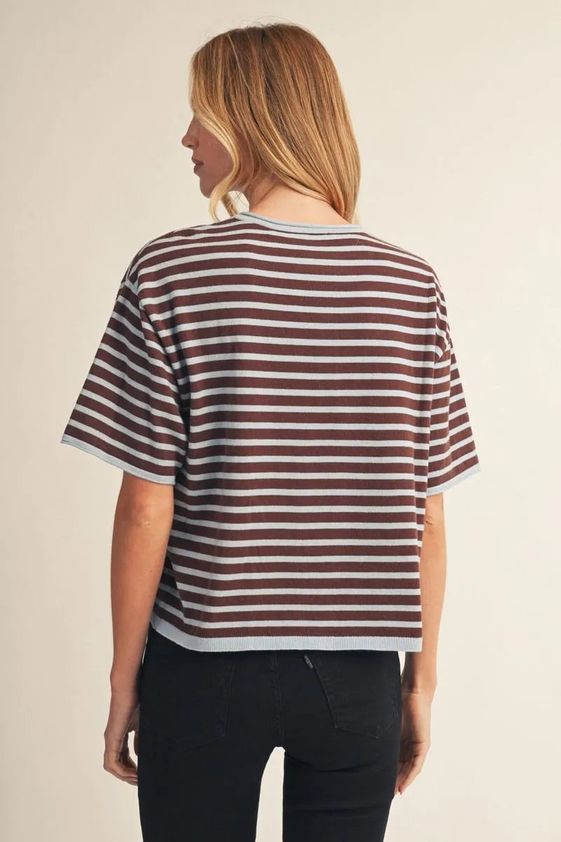 Henley Ever After Striped Henley Cropped Top