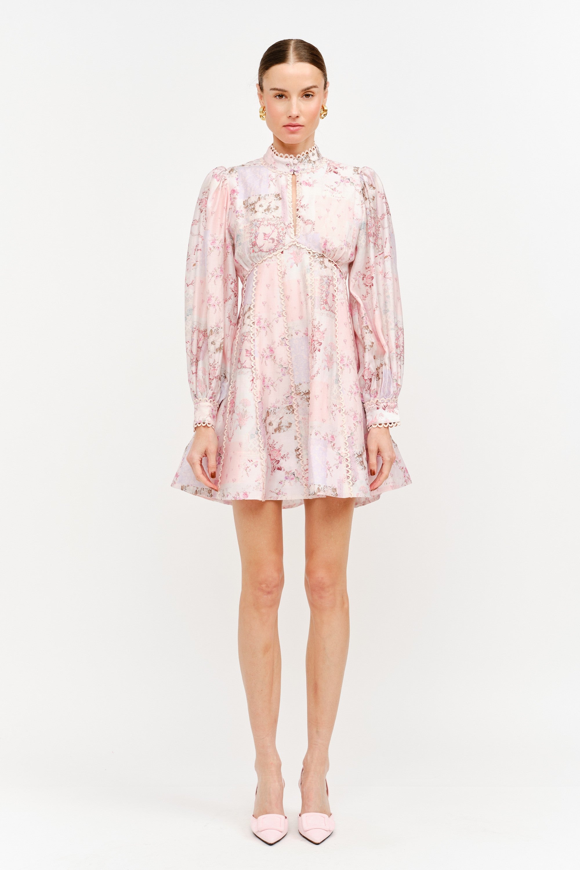 Blushing Belle Floral Long Sleeve Mini Dress