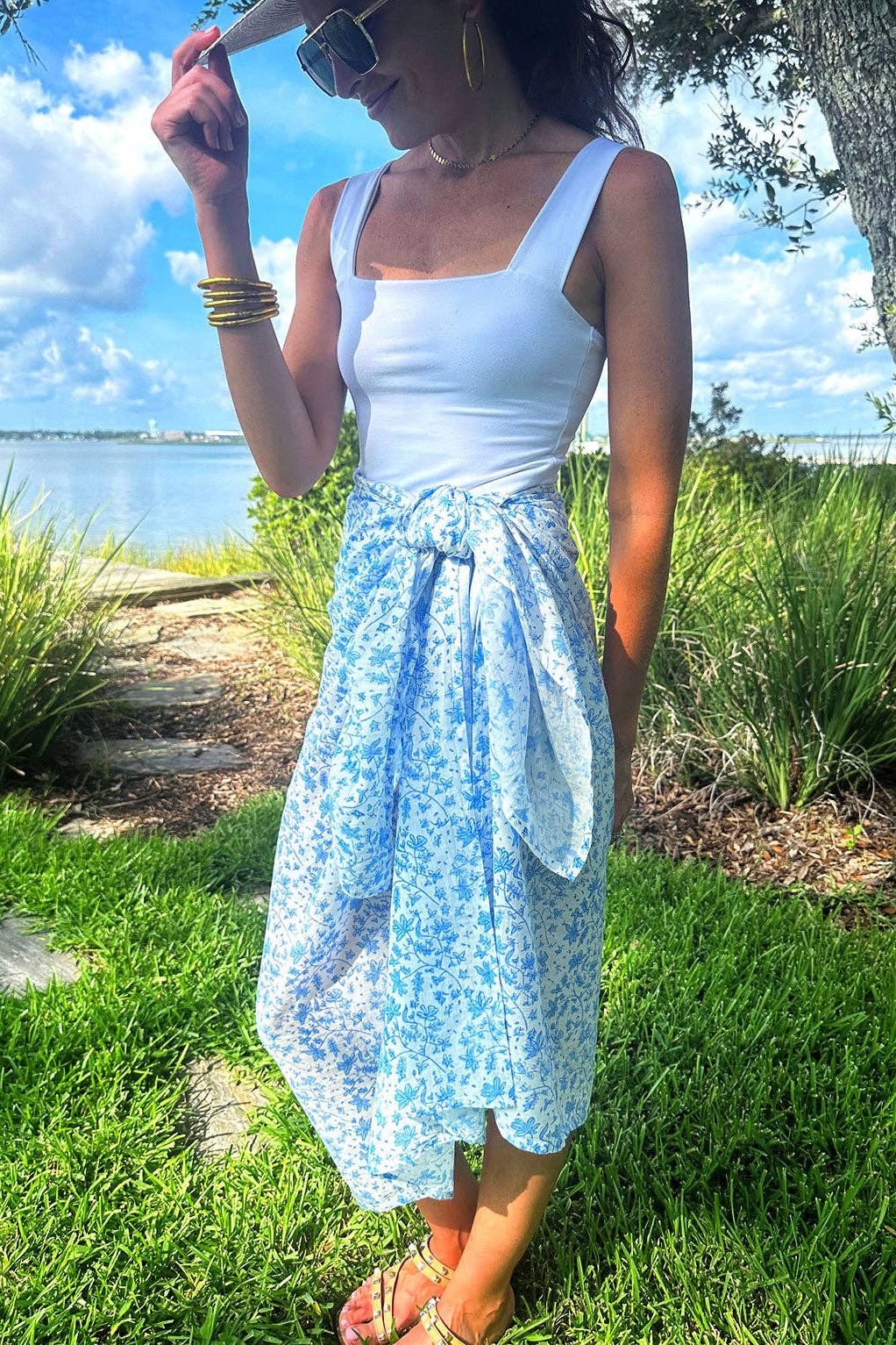 Whimsy Floral Pareo in Sorrento Blue