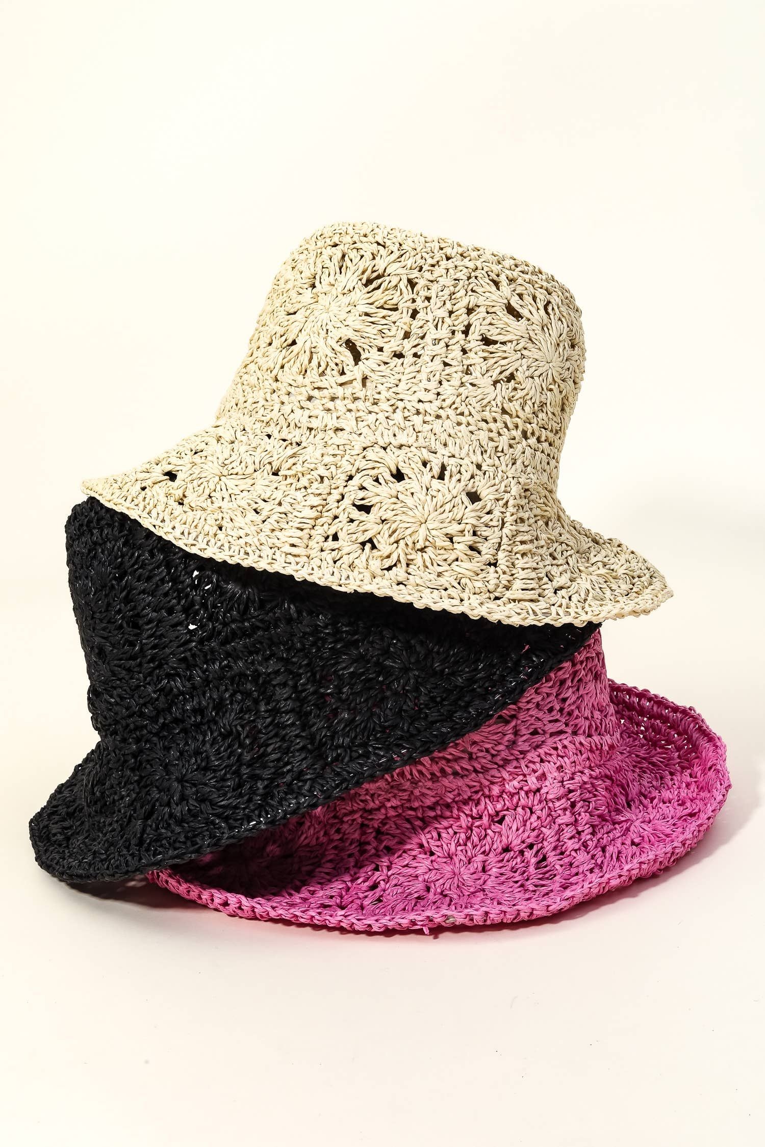 Large Square Pattern Knit Bucket Hat