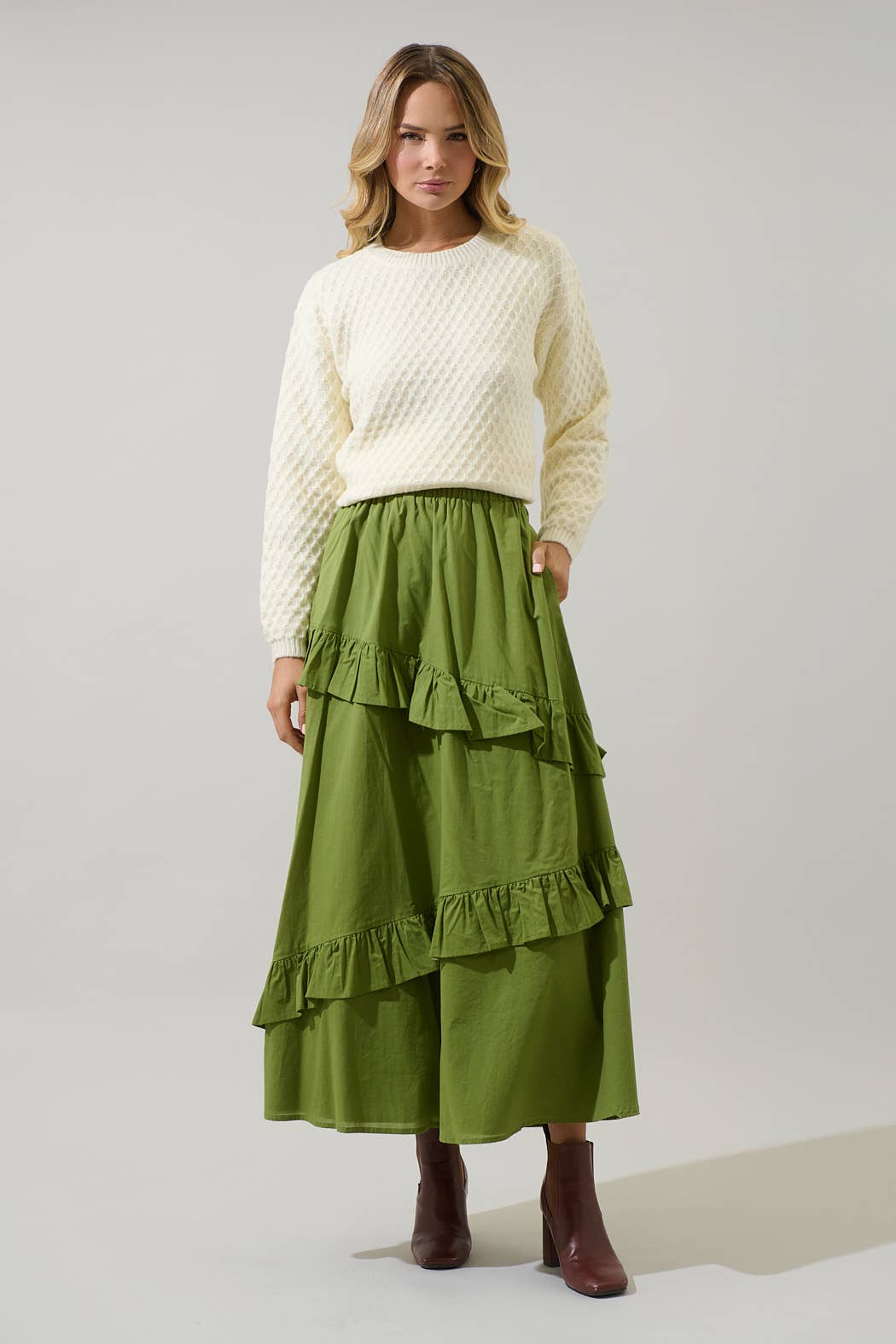 Himan Ruffle Midi Skirt