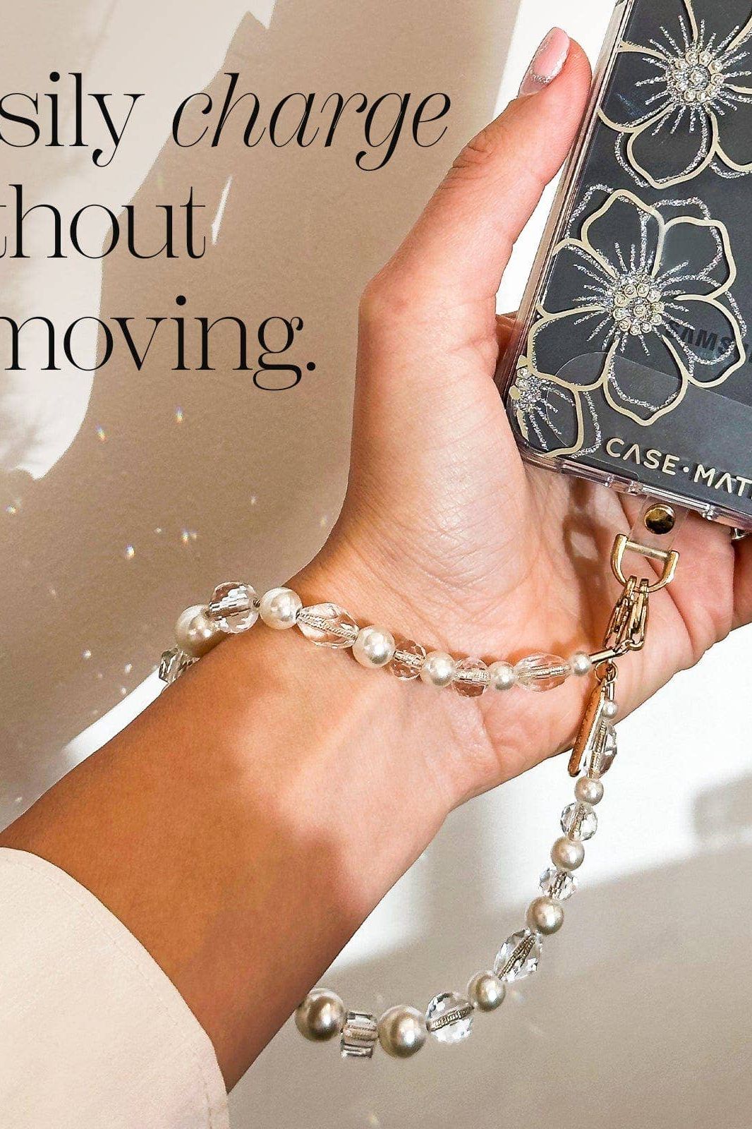 Crystal Pearl Phone Charm