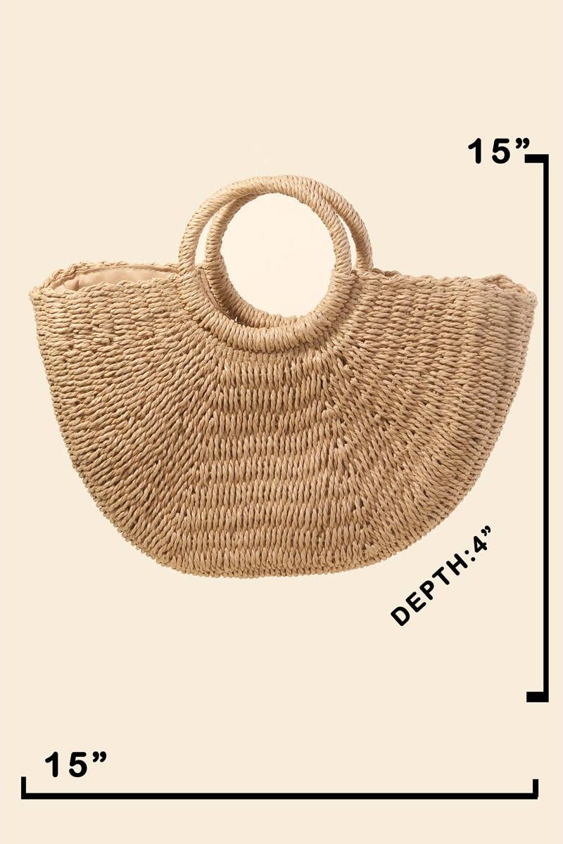 Half Moon Straw Tote Bag