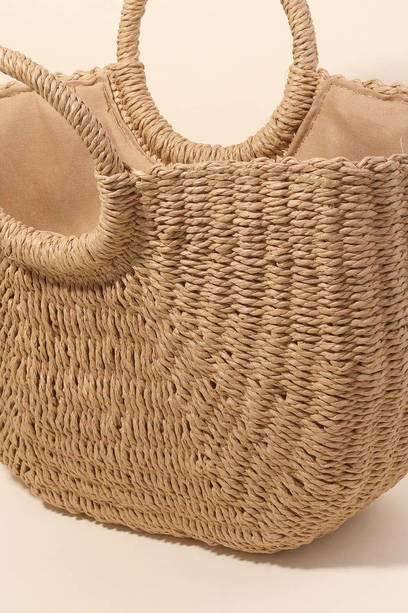 Half Moon Straw Tote Bag