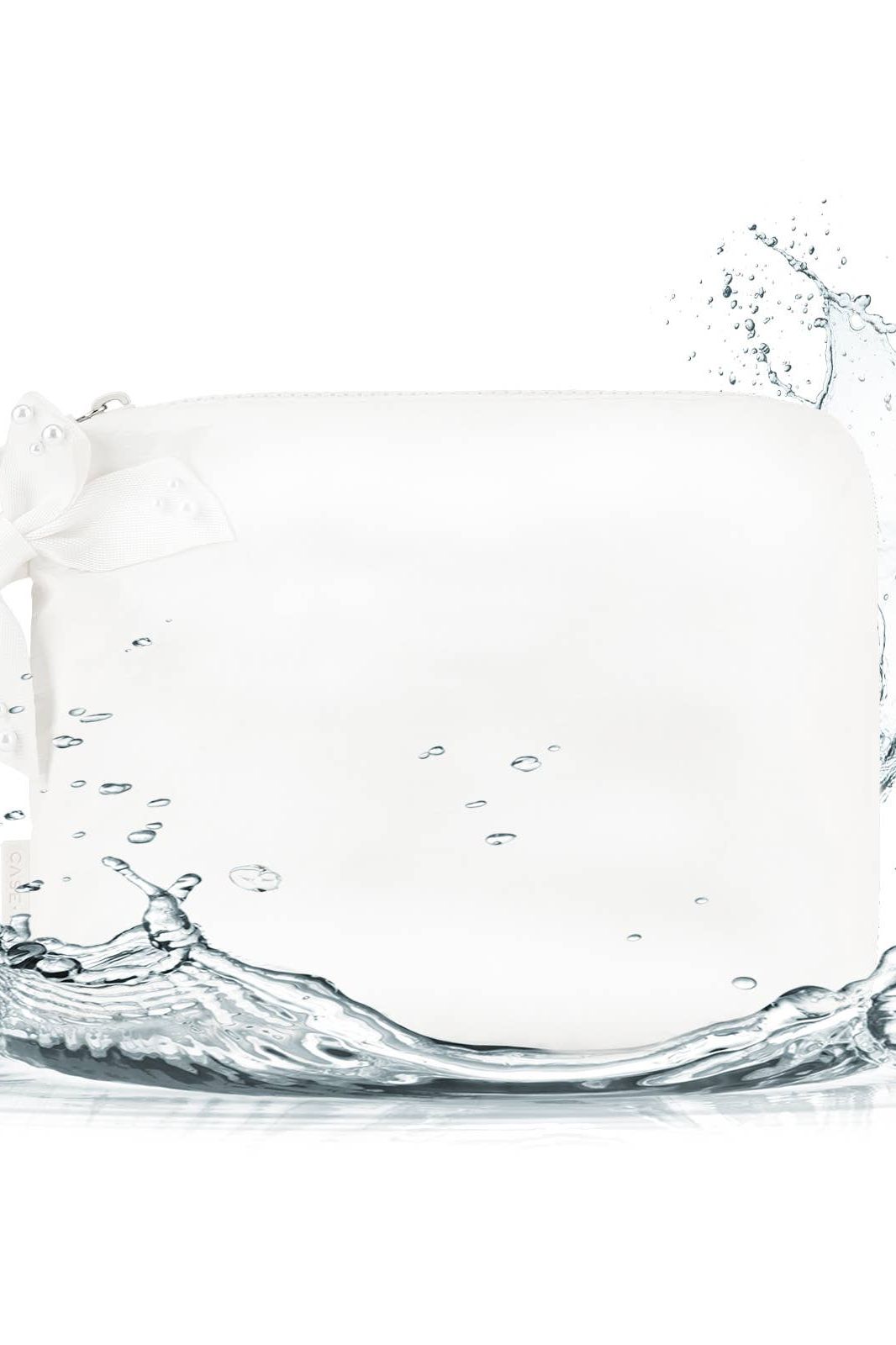 Ivory Pearl Bow Waterproof Beach Zip Pouch