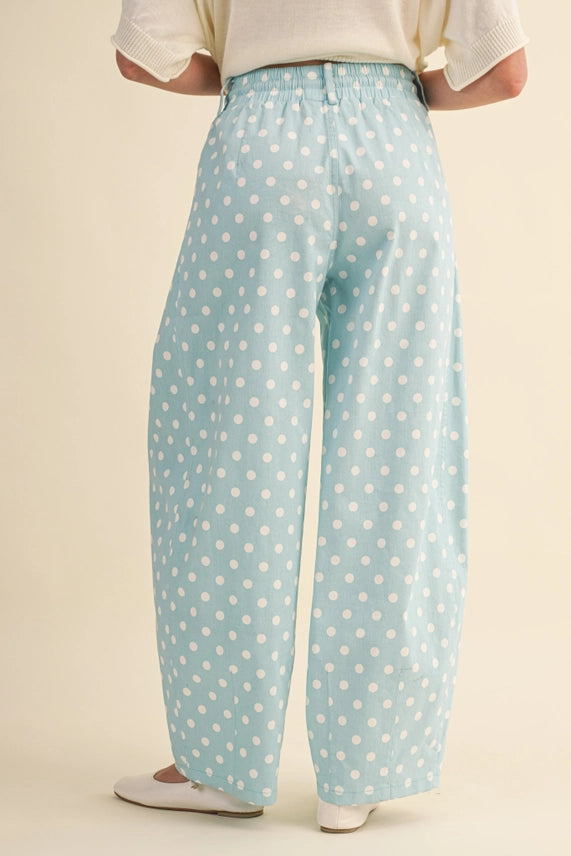 Soft Launch Polka Dot Wide Leg Lounge Pants with Drawstring Waist