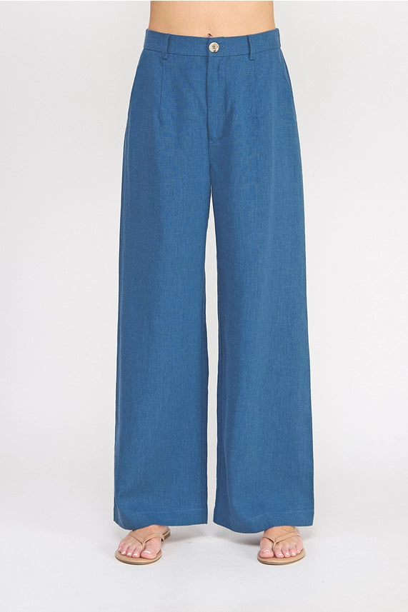 Off Duty Model Denim Inspired Wide Leg Trousers with Relaxed Fit