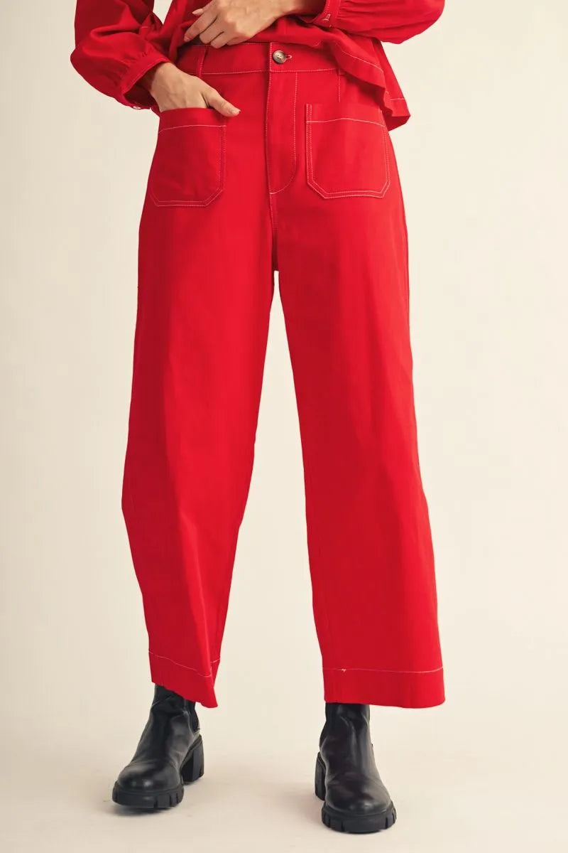 Red-y or Not High Rise Wide Leg Pants
