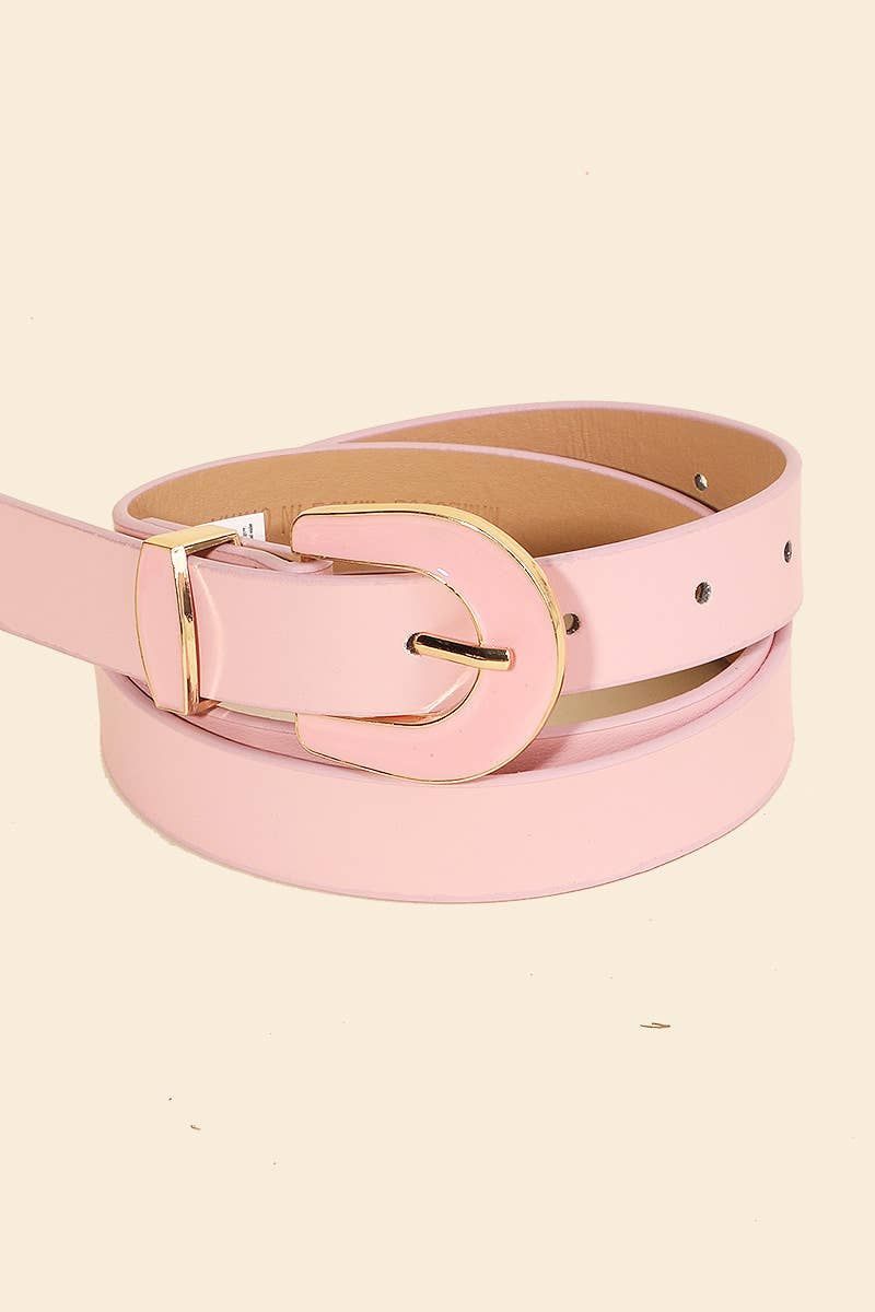 Enamel Buckle Faux Leather Belt