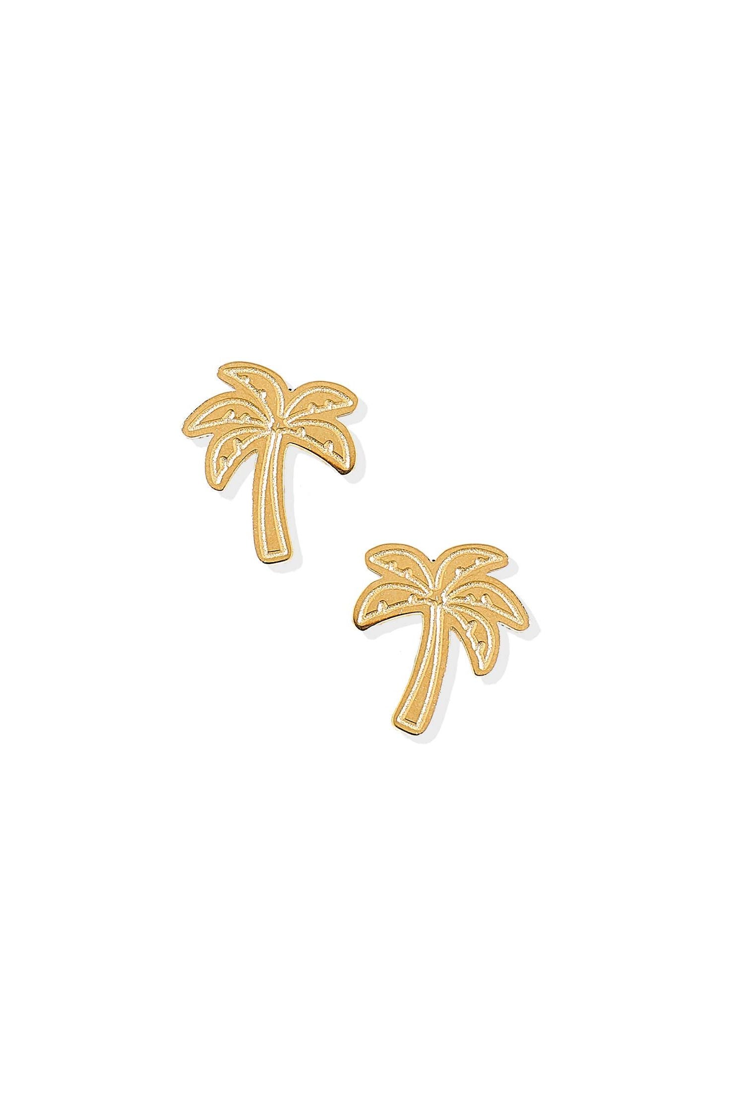 Screwback Stud Earrings - Palm Tree Gold