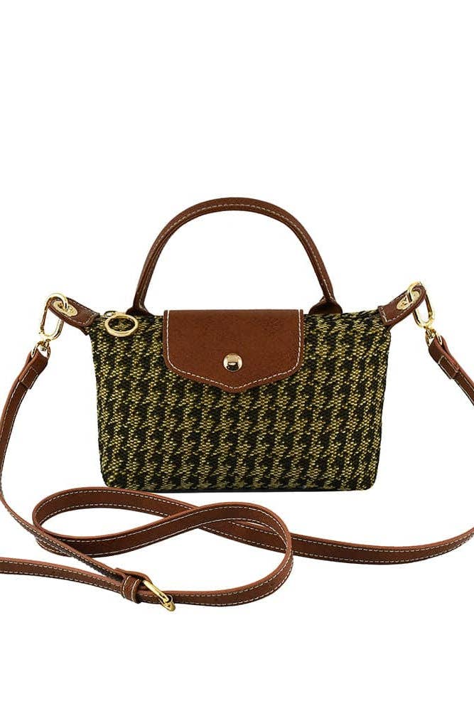 Houndstooth Mini Crossbody Bag