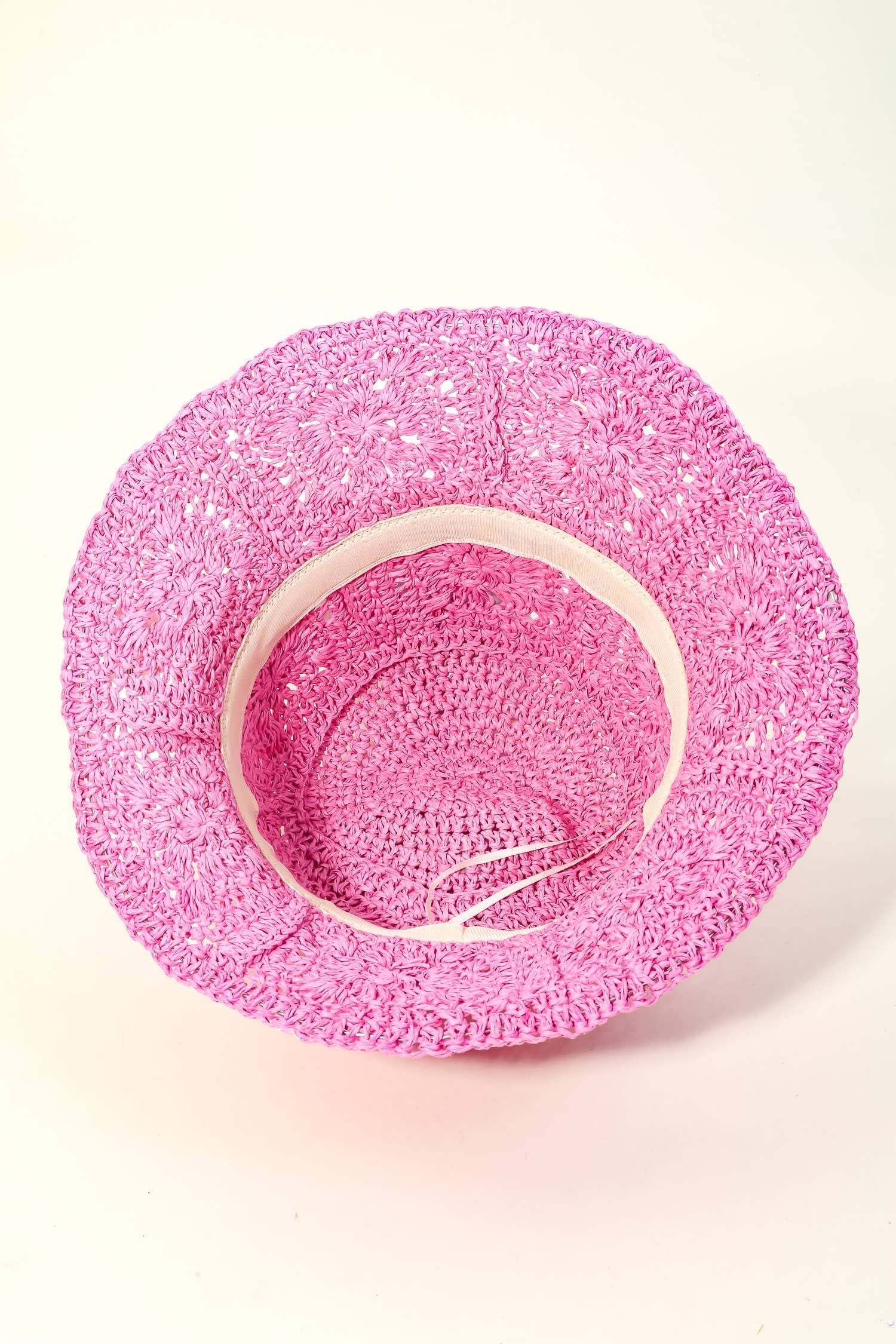 Large Square Pattern Knit Bucket Hat