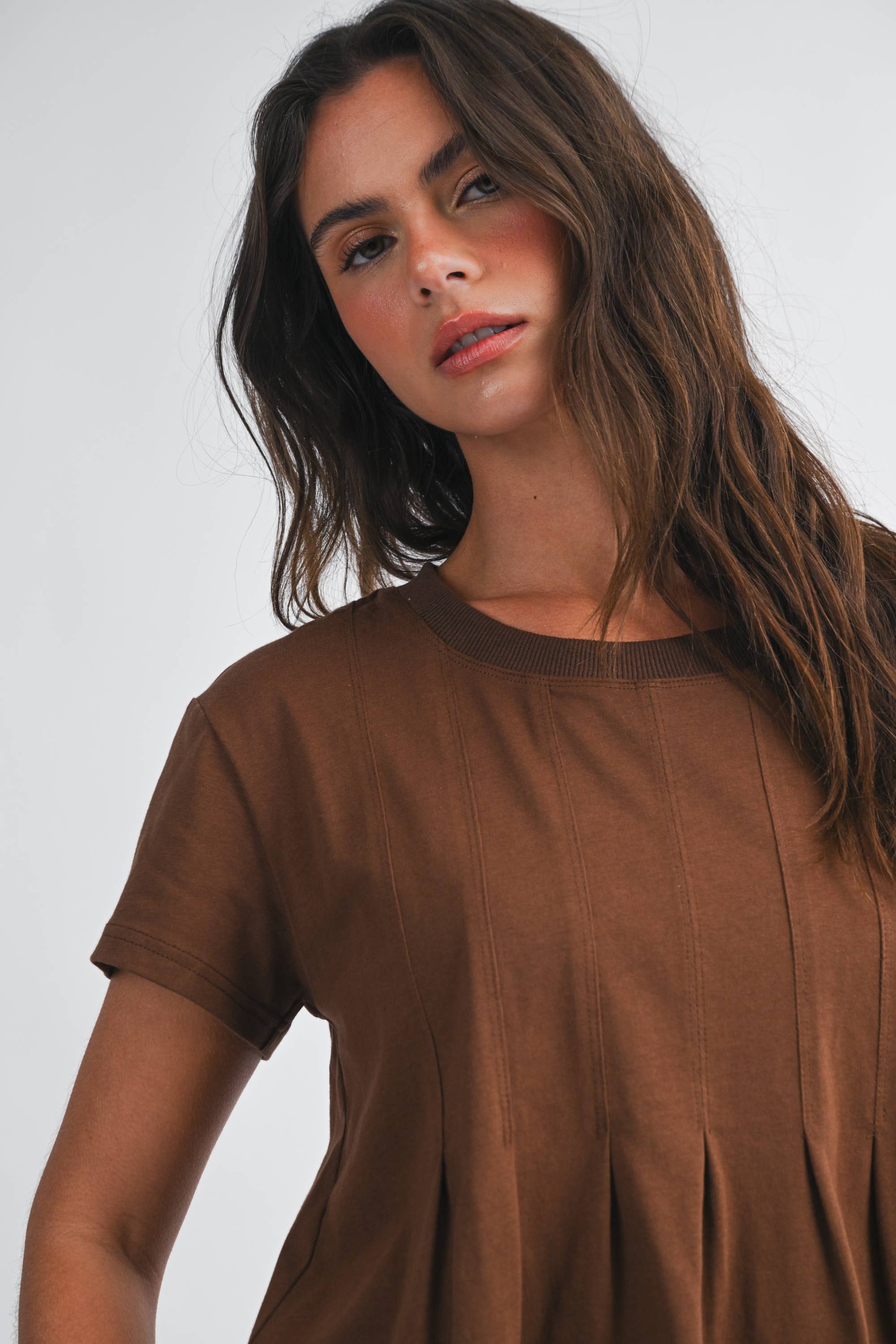 Pleat Me Be Pleated Short Sleeve Knit Top