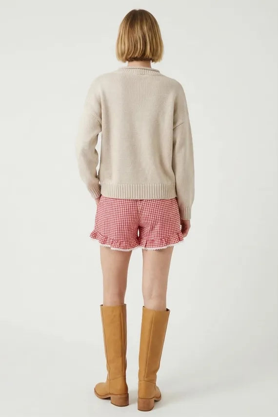Cherry Check Red Gingham Lounge Shorts