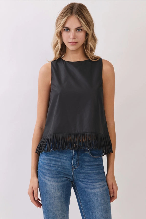 Fringe Factor Sleeveless Fringe Hem Top