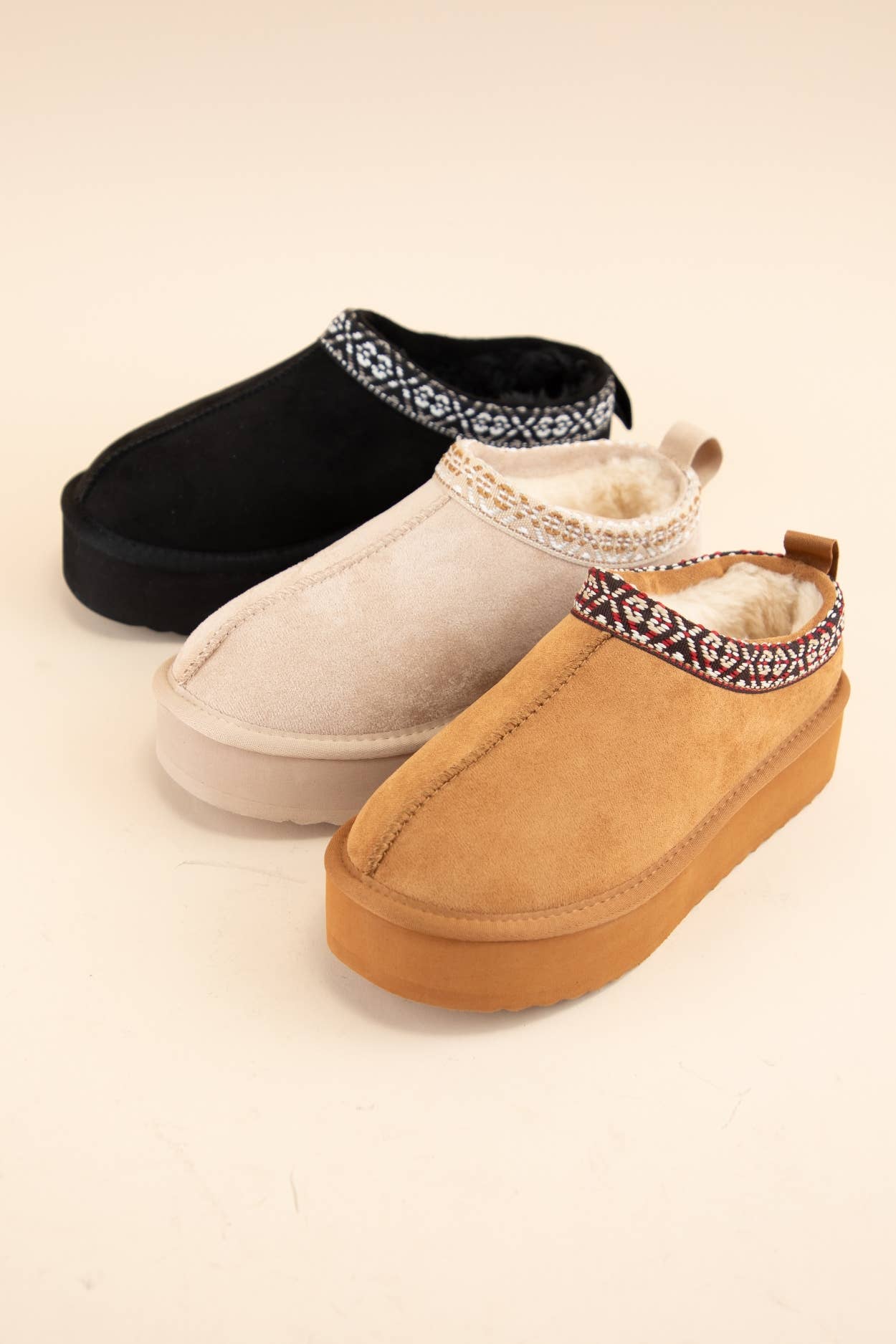 EAGLE EMBROIDERED PLATFORM SHERPA FUR LINED SLIPPERS