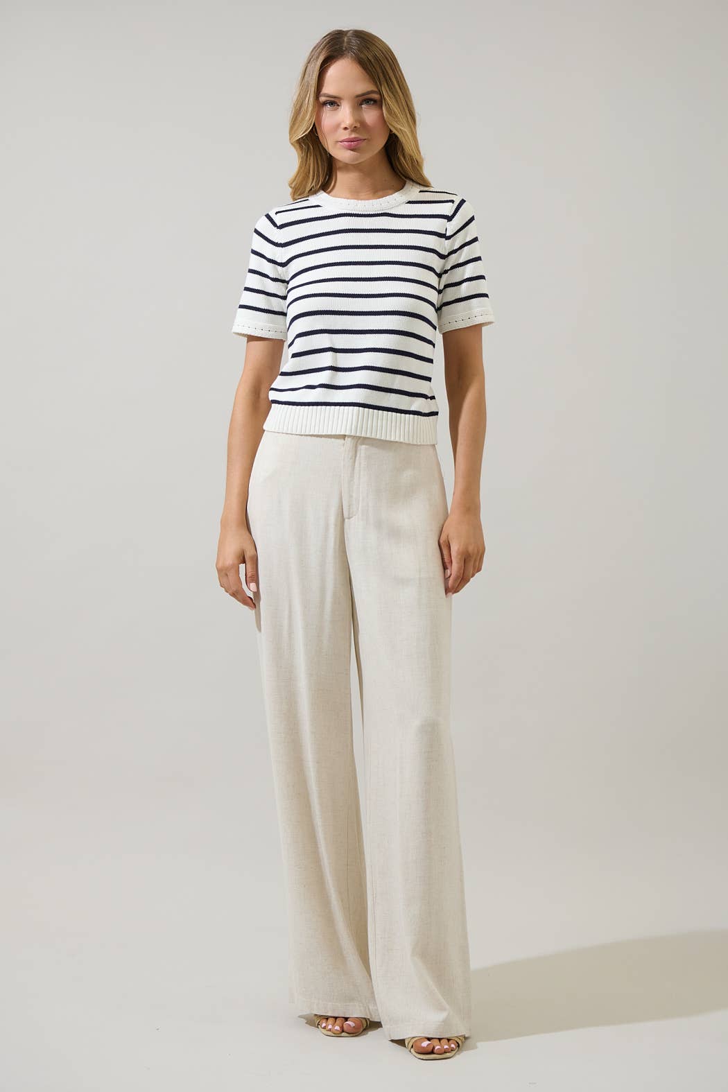 Tessie Stripe Short Sleeve Sweater Top