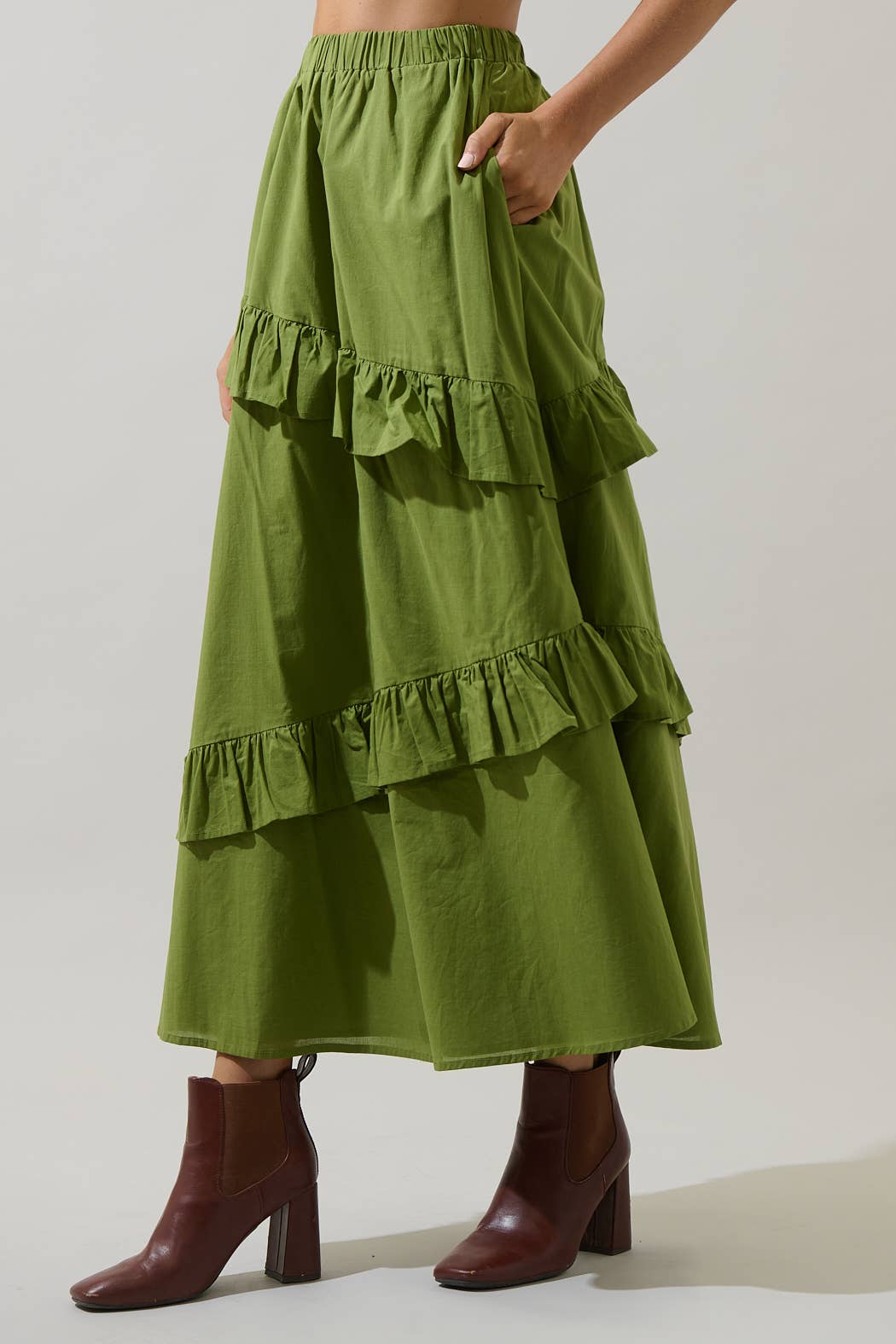 Himan Ruffle Midi Skirt