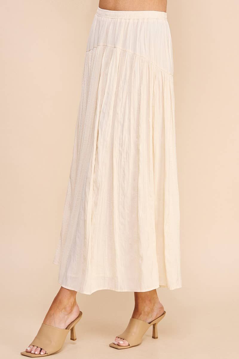 Flowy Crinkle Sateen Maxi Skirt