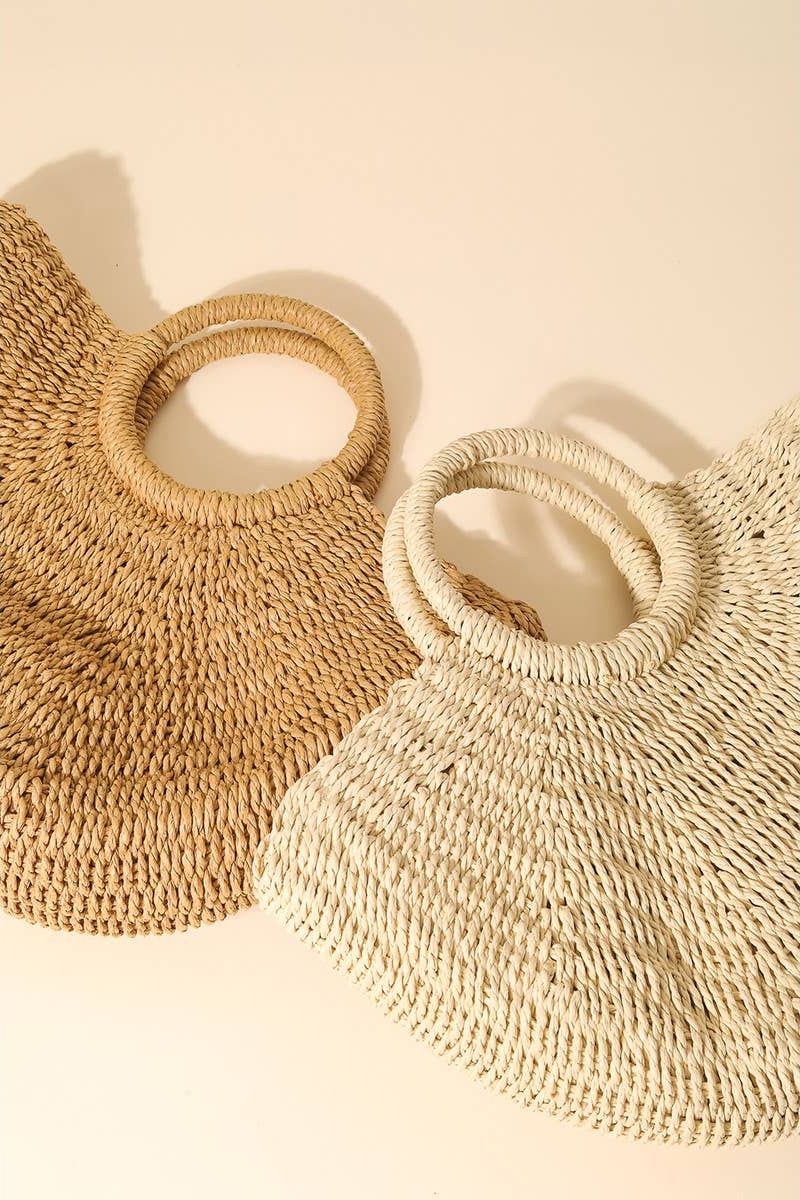 Half Moon Straw Tote Bag