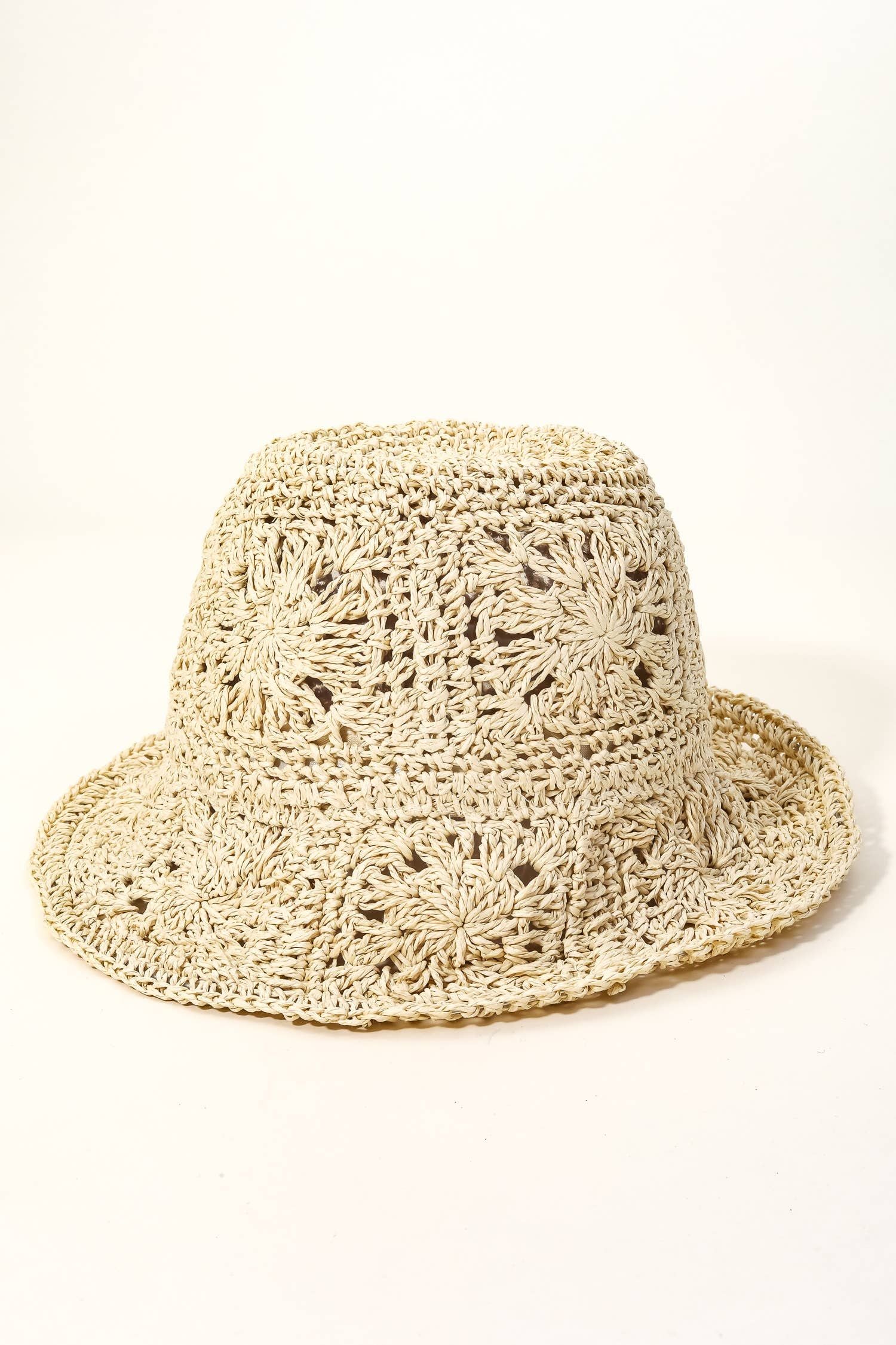 Large Square Pattern Knit Bucket Hat