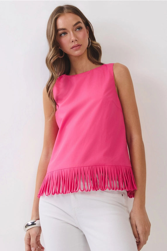 Fringe Factor Sleeveless Fringe Hem Top