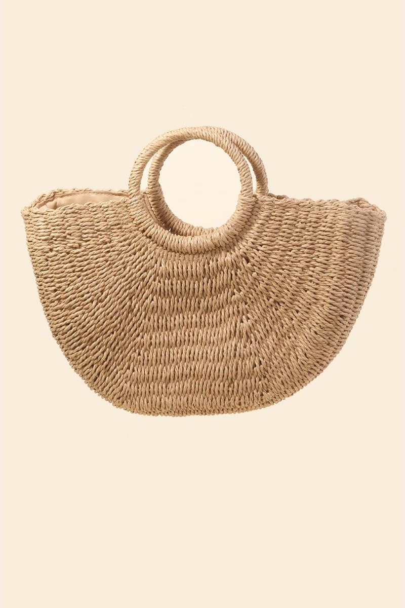 Half Moon Straw Tote Bag