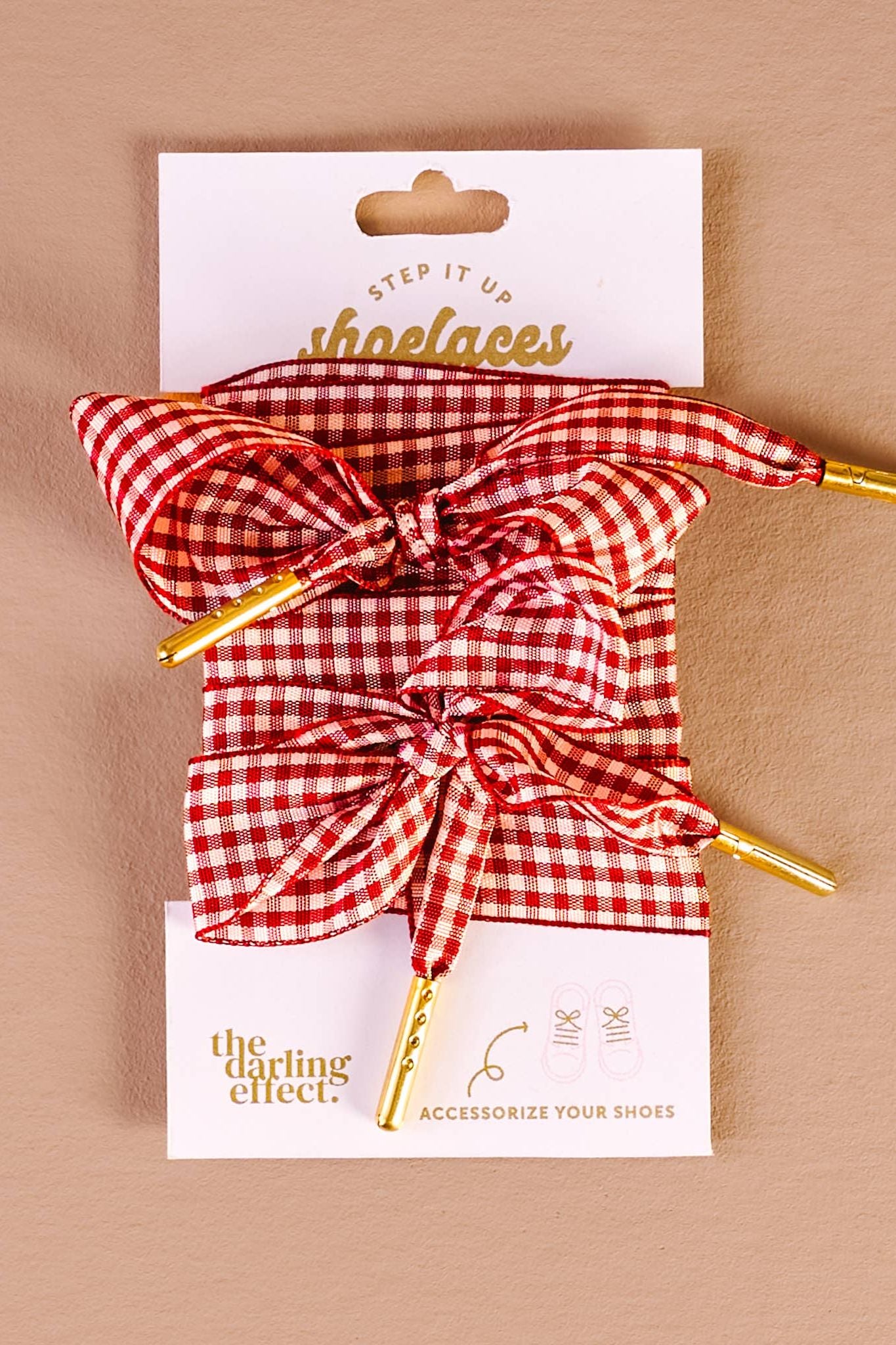 Step It Up Shoelaces-Gingham Red
