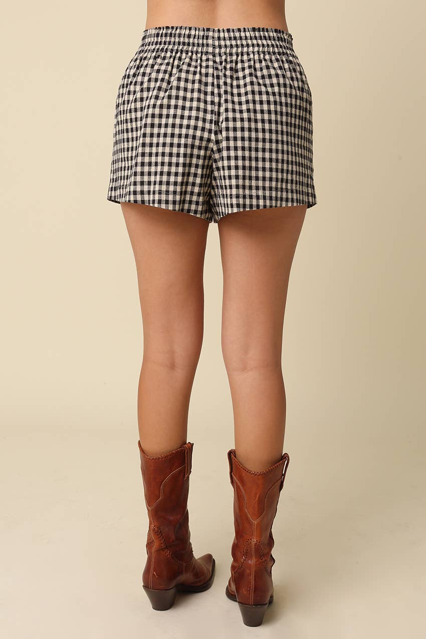 Cozy Crush Gingham Lounge Shorts with Elastic Waist