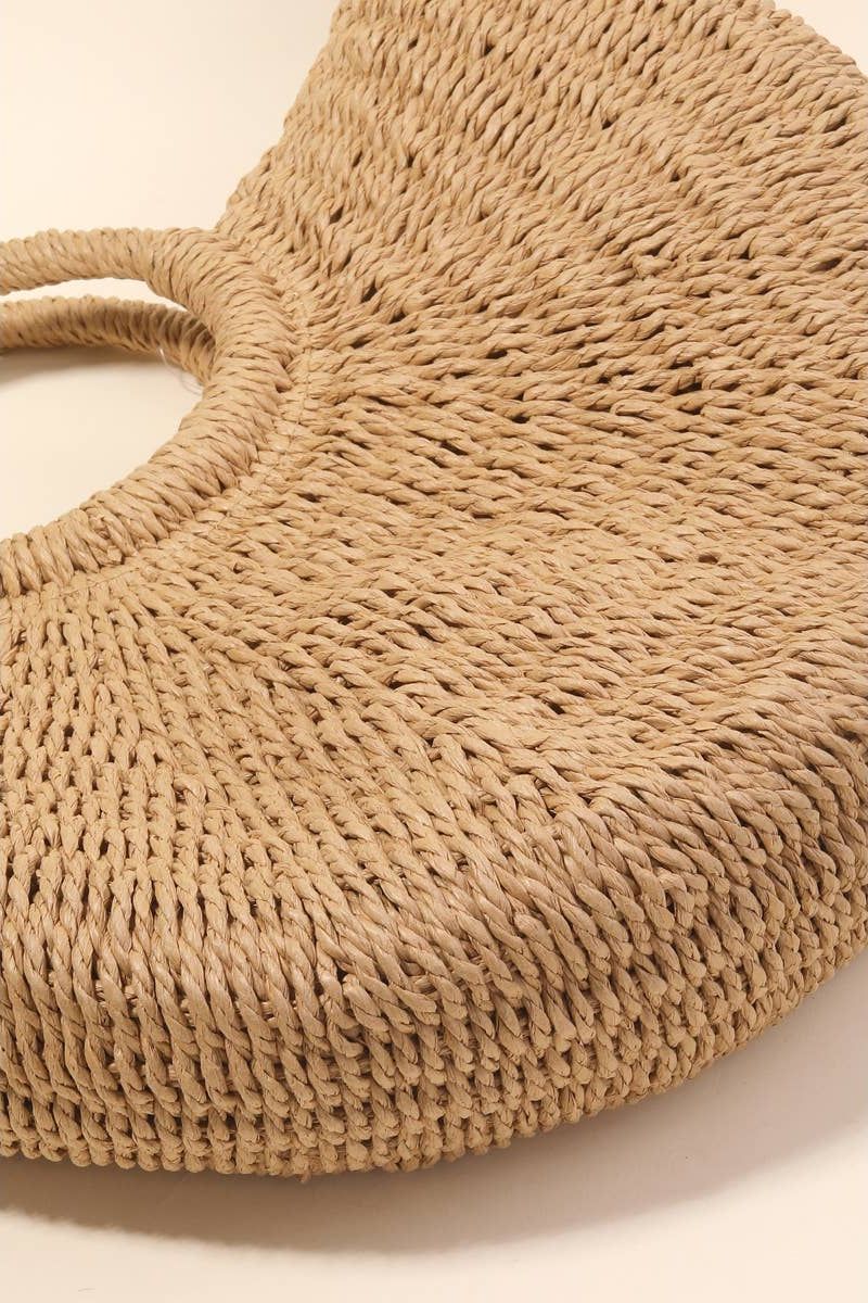 Half Moon Straw Tote Bag