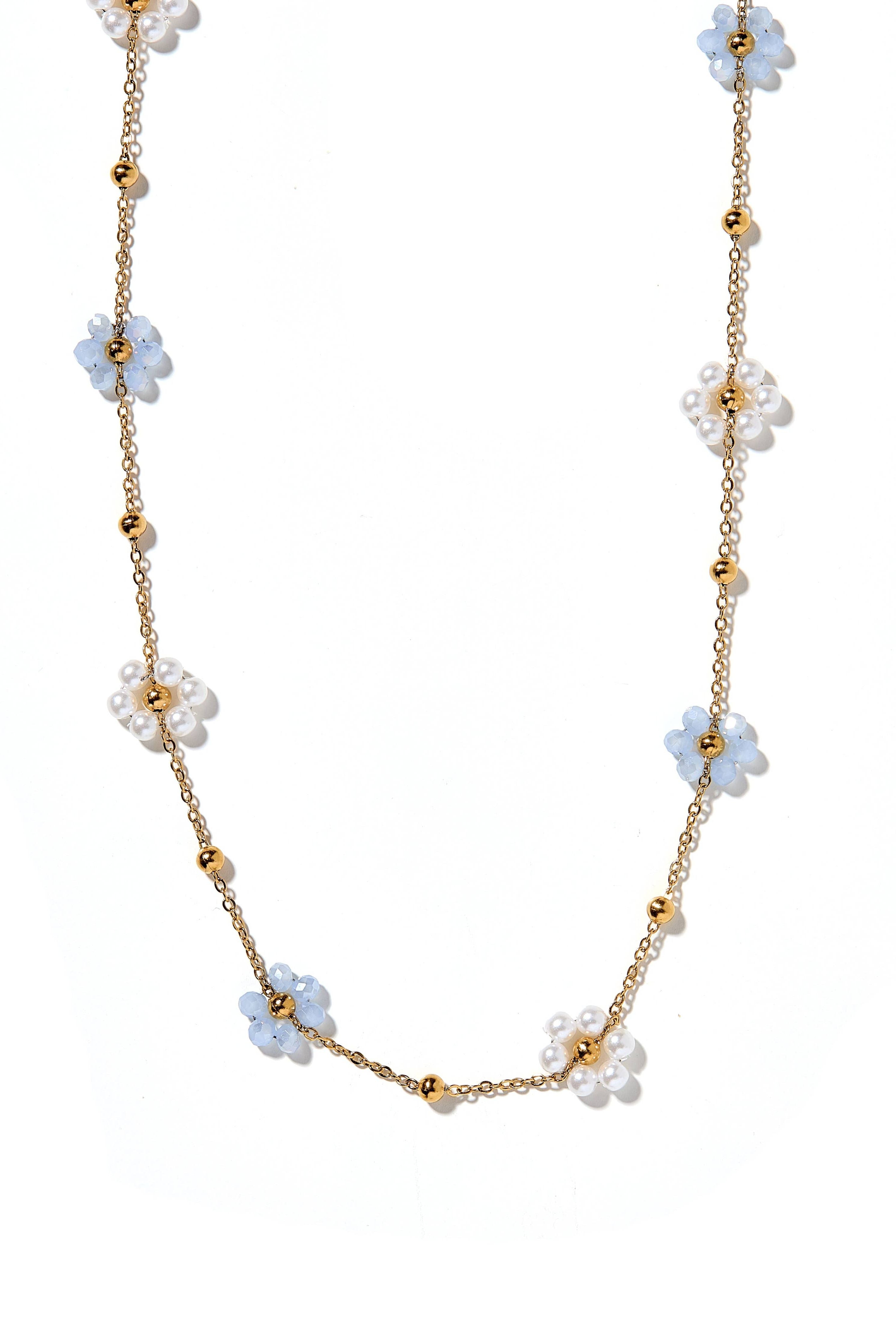 Necklace - Gracie Flower Blue
