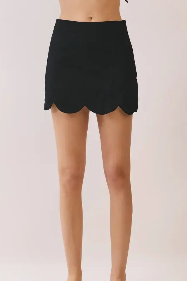 Scallop Edge Mini Skirt with Scalloped Trim