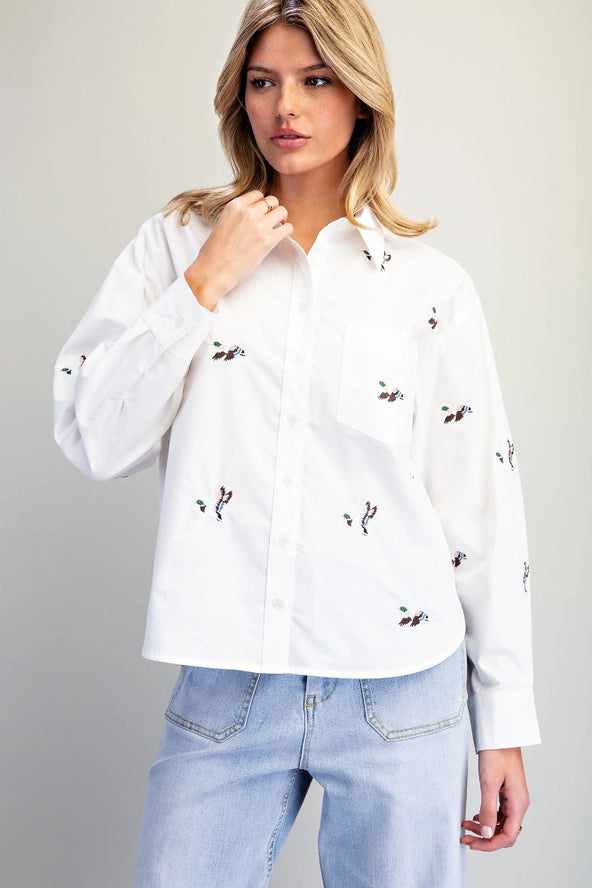 Duck Dynasty Embroidered Duck Button Down Shirt