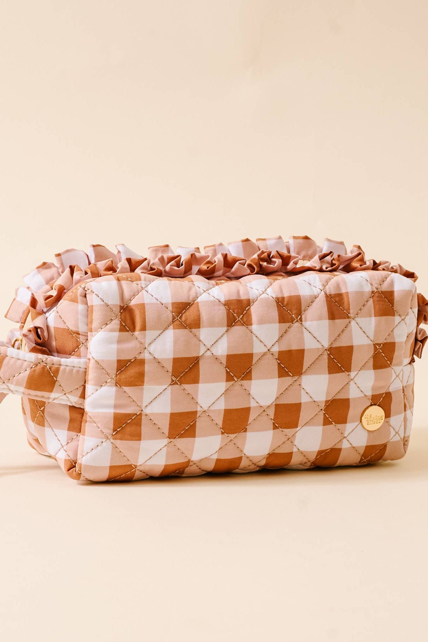 Essentials Quilted Cosmetic Pouch-Maple Gingham
